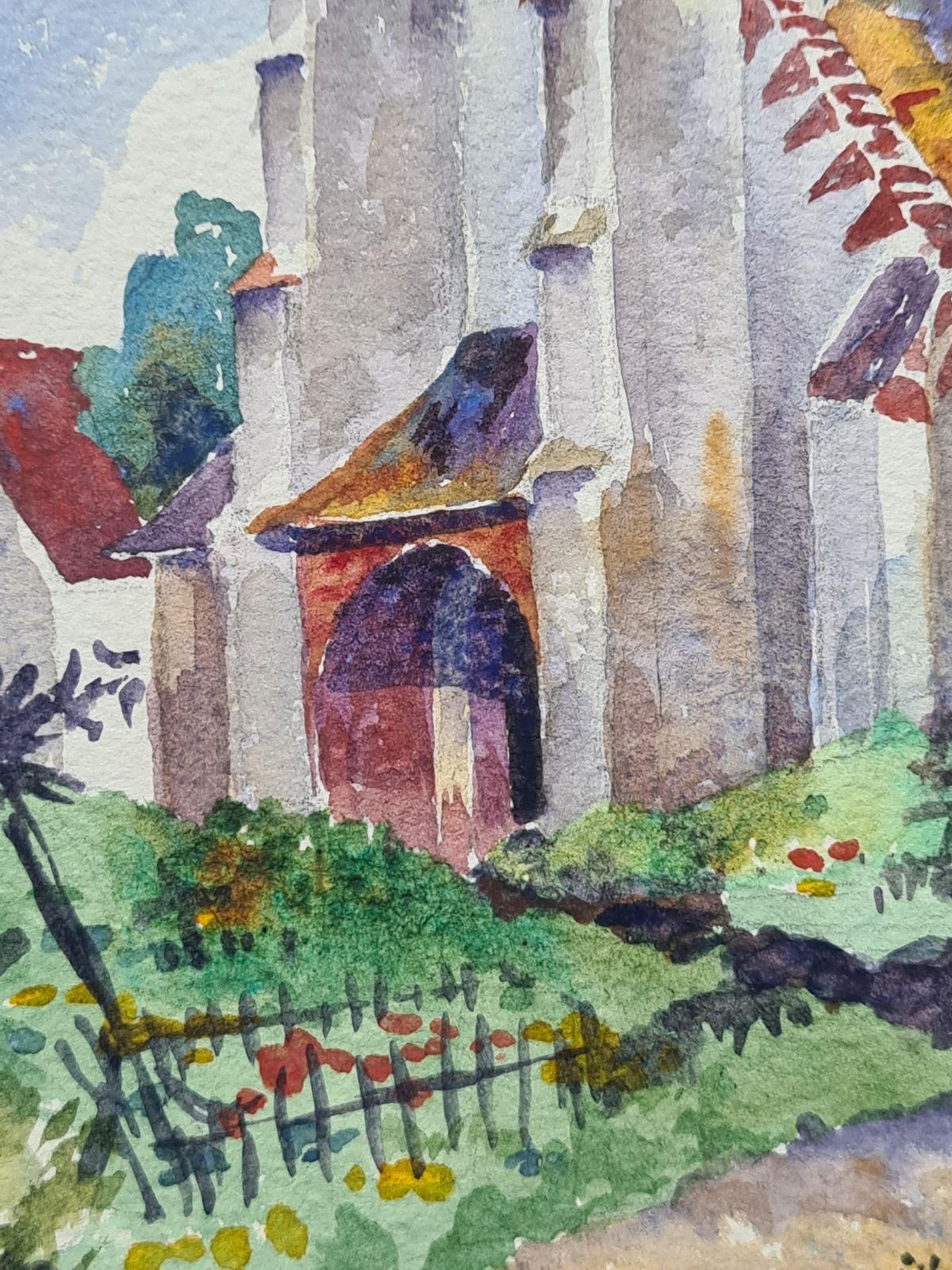 Henri Clamen1930s French Impressionist Watercolour Of A Church photo Art