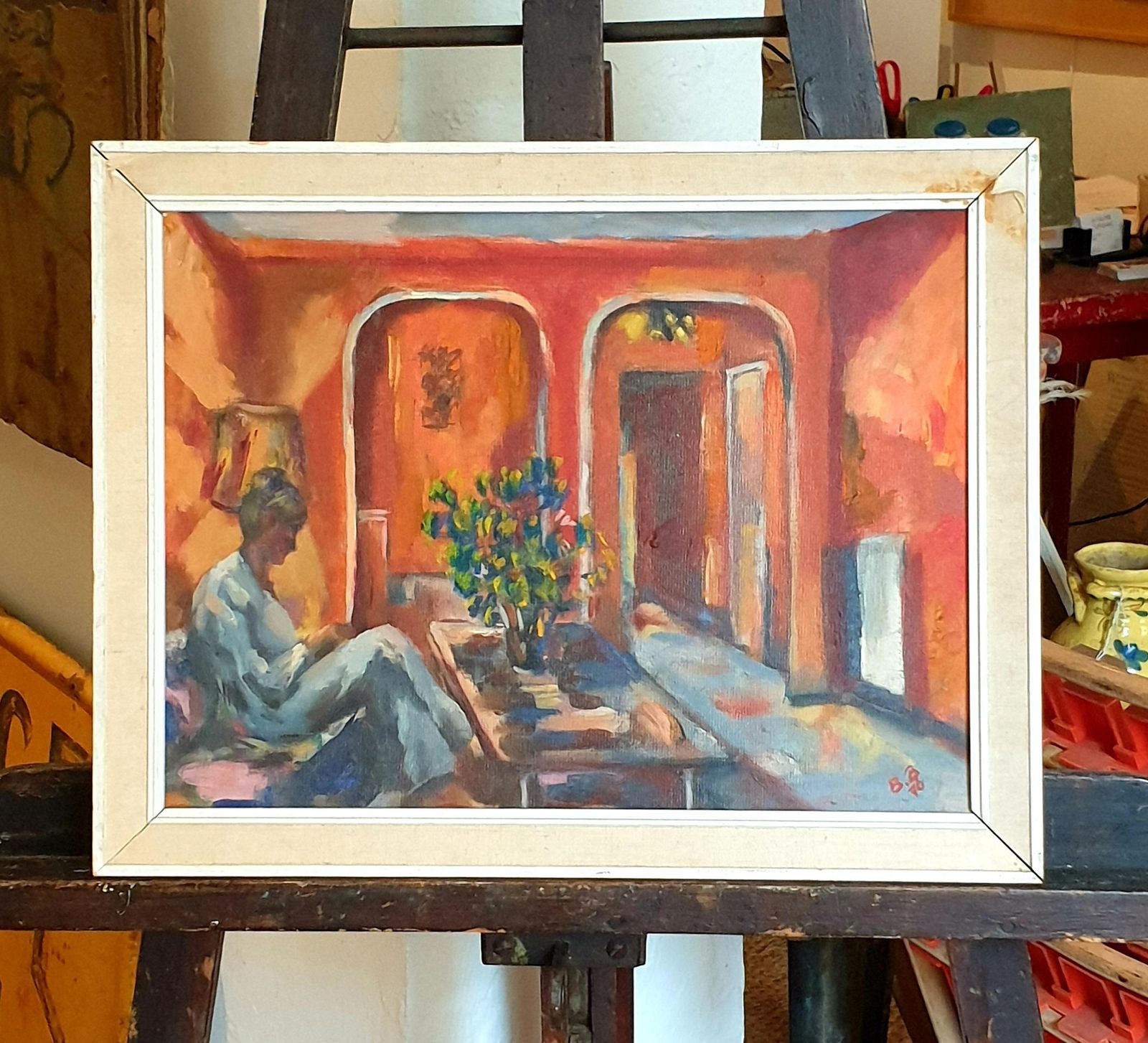 Bill Brown Late Mid Century Interior Scene, A Villa At Cannes, South Of France. Oil, Board1976 photo Art