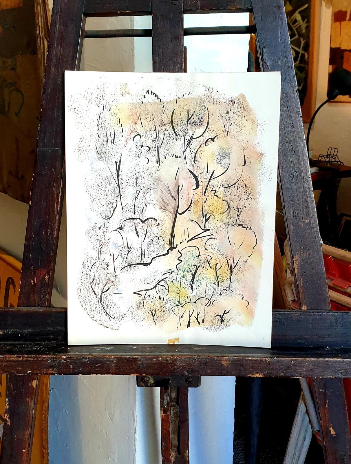 photo furniture André Pierardfauvist Watercolour And Gouache On Paper, 'Through The Forest Glade'.1970s