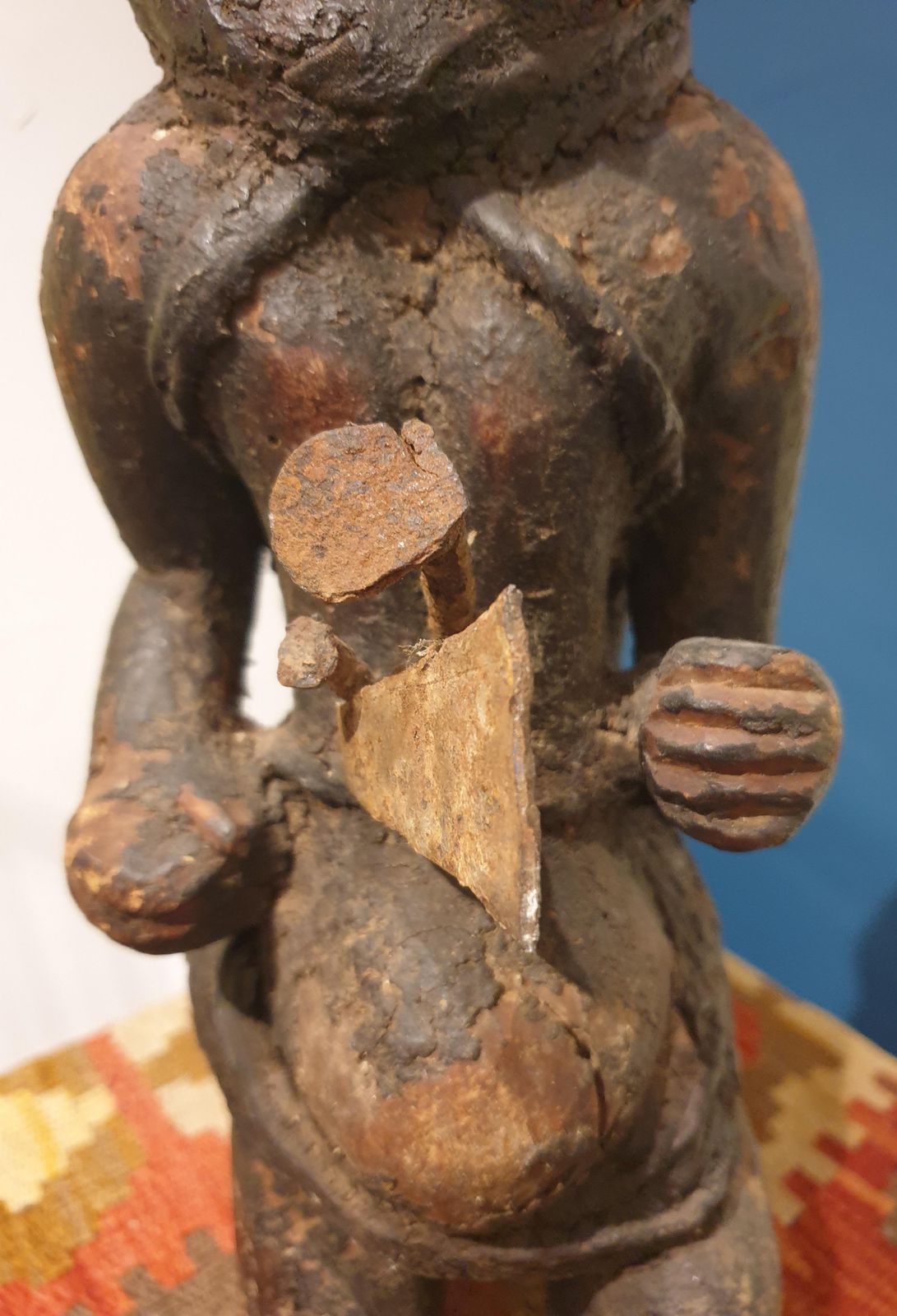 Songye Craftsmenstatue Songye, Kneeling Male Figure, Democratic Republic Of Congo photo for sale