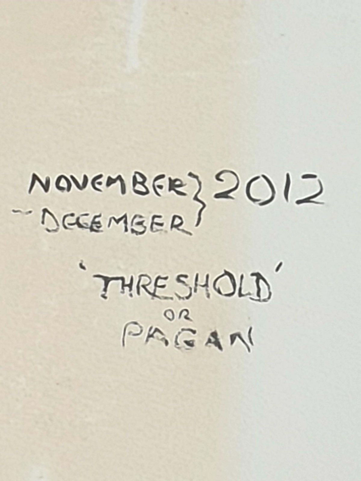 photo vintage Derek Carruthers Surrealist Gouache On Paper, 'Threshold Or Pagans'.2012