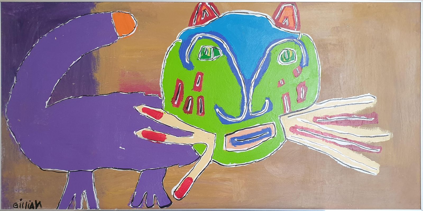 Gillianwhiskers The Kitten. Contemporary Expressionist Oil On Board.