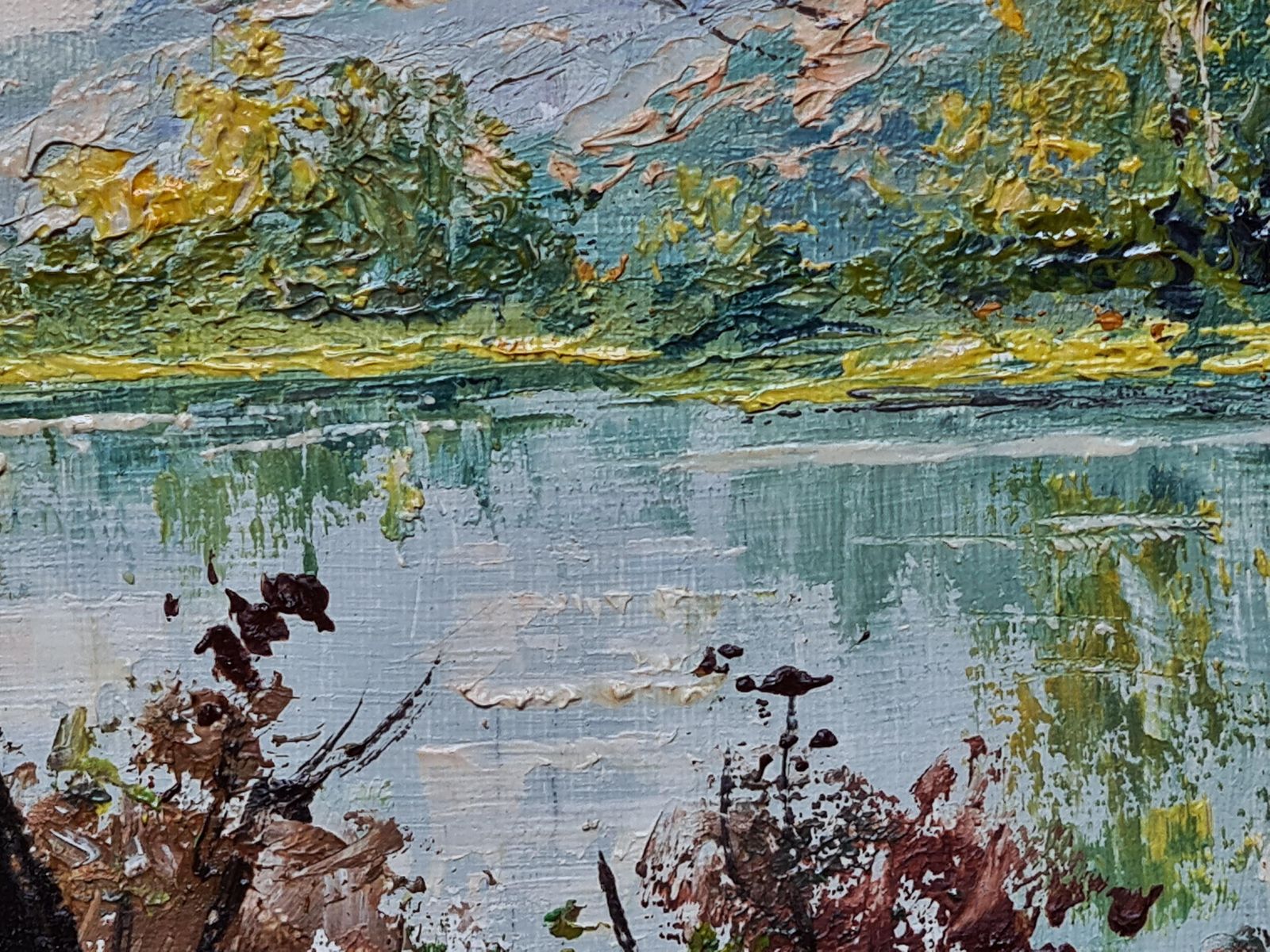Maurice Schwab Aka 'Grawil''Summer At The Lake'. French Oil On Canvas Landscape. photo vintage