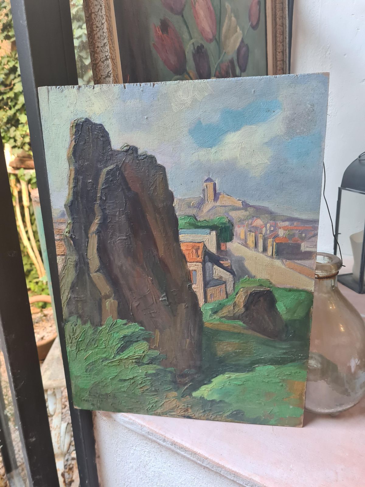 photo furniture Jacques Buecherfrench Impressionist Oil On Panel Landscape, Lourdes1939