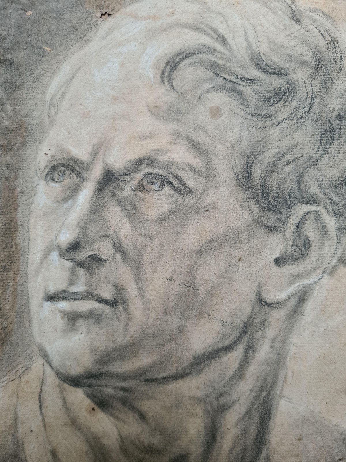 19th Century Academic Crayon On Paper Study By Follower Of Jacques Louis David photo for sale