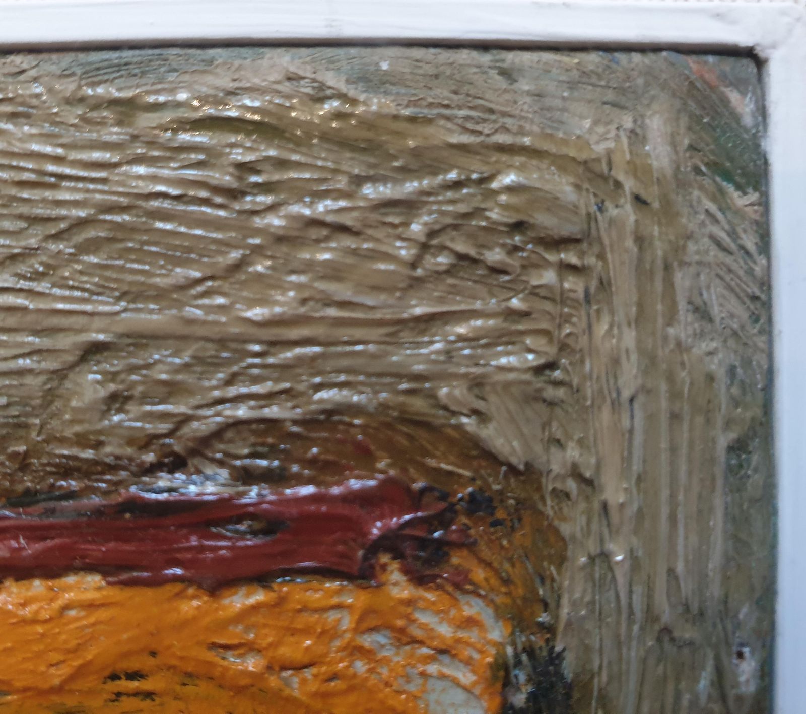 Matilde Sacchimid Century Tablescape In Orange. Oil On Canvas On Board.1969 photo vintage
