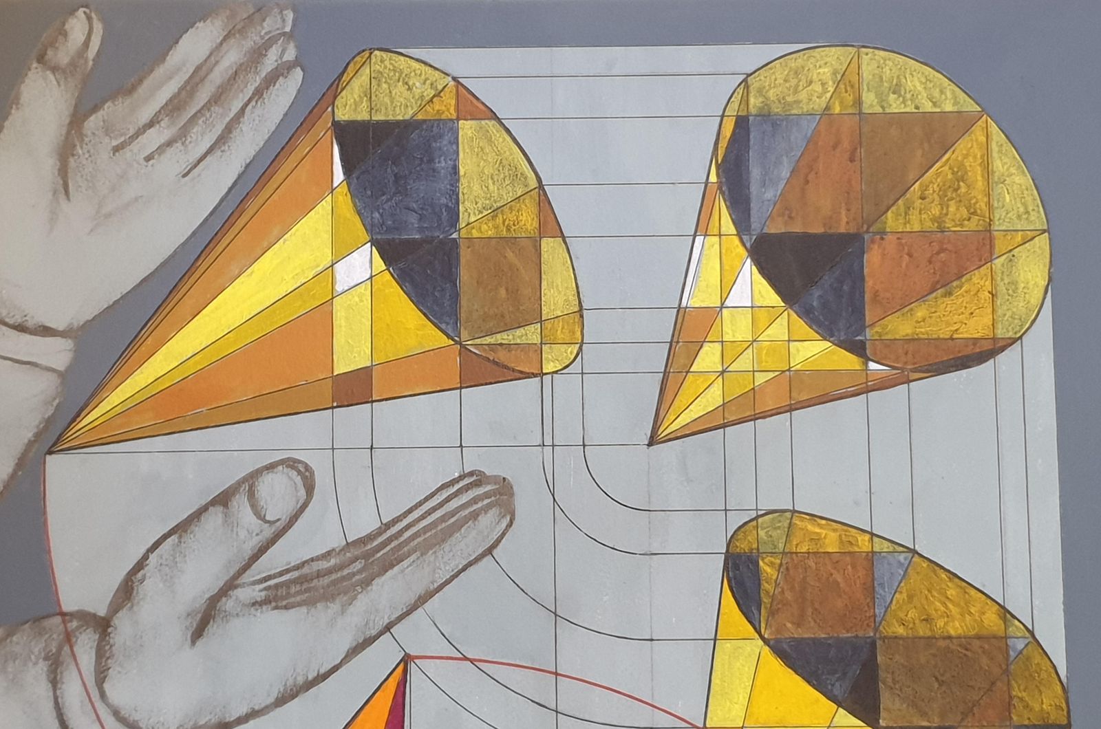 Derek Carruthers  Colourful Contemporary Surrealist Acrylic Painting On Paper.2004 photo vintage