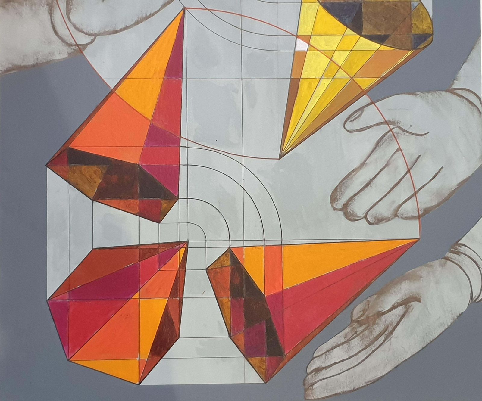 photo furniture Derek Carruthers  Colourful Contemporary Surrealist Acrylic Painting On Paper.2004