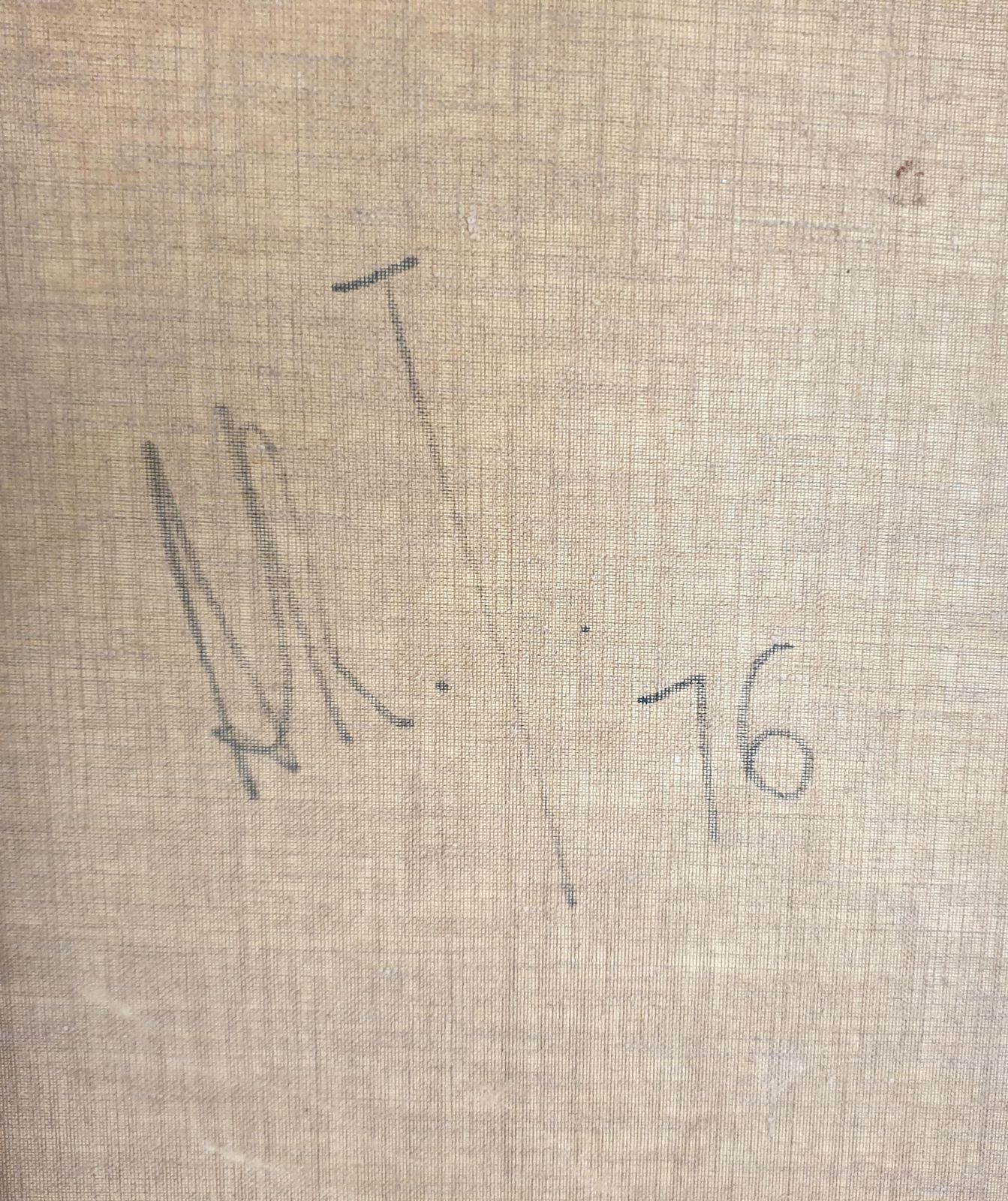 photo vintage André Tardieumid Century Abstract Expressionist Oil On Canvas.1976