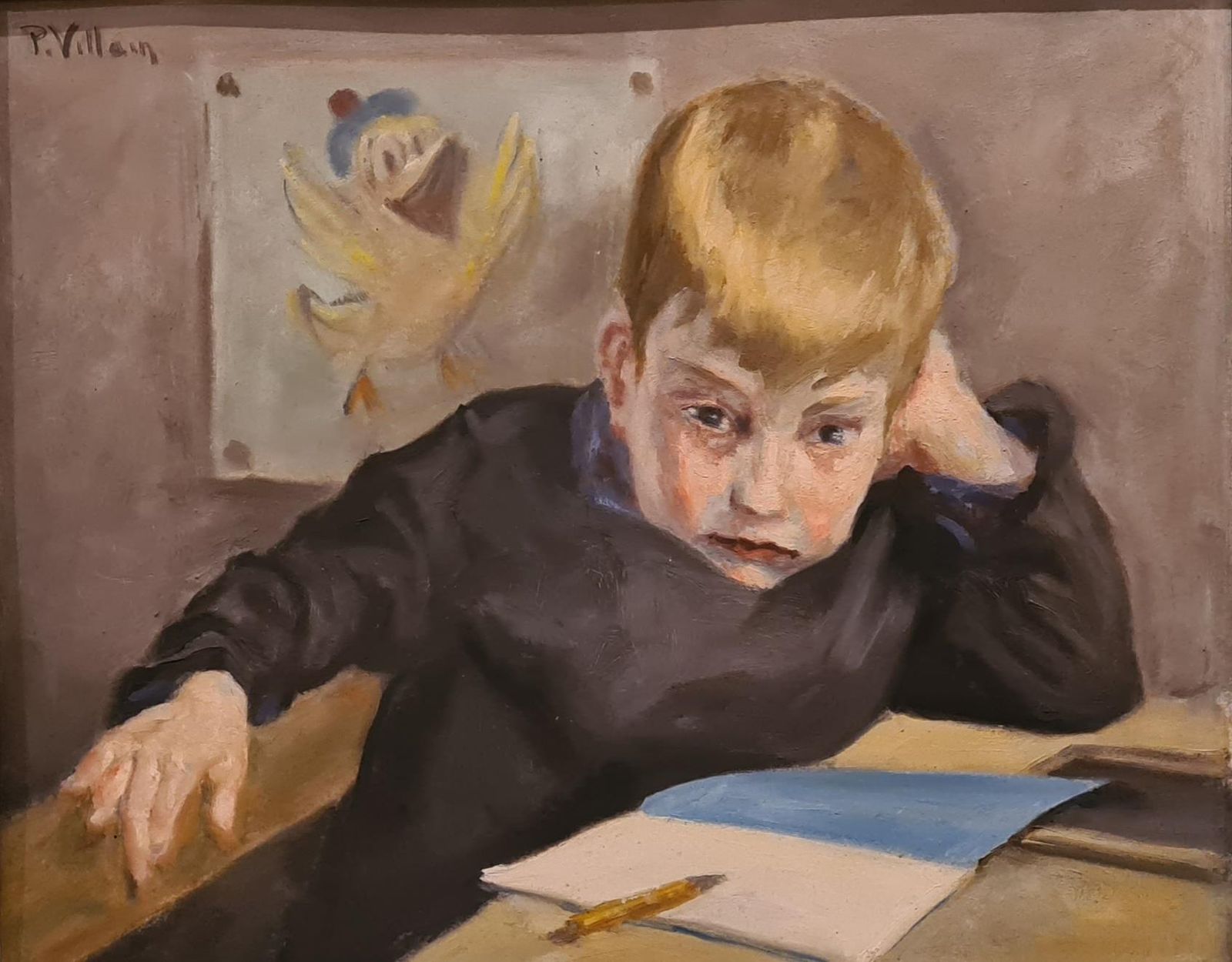 Pierre Villaindonald Duck And Le Petit Ecolier, Early 20th Century Oil On Board.1930s photo furniture