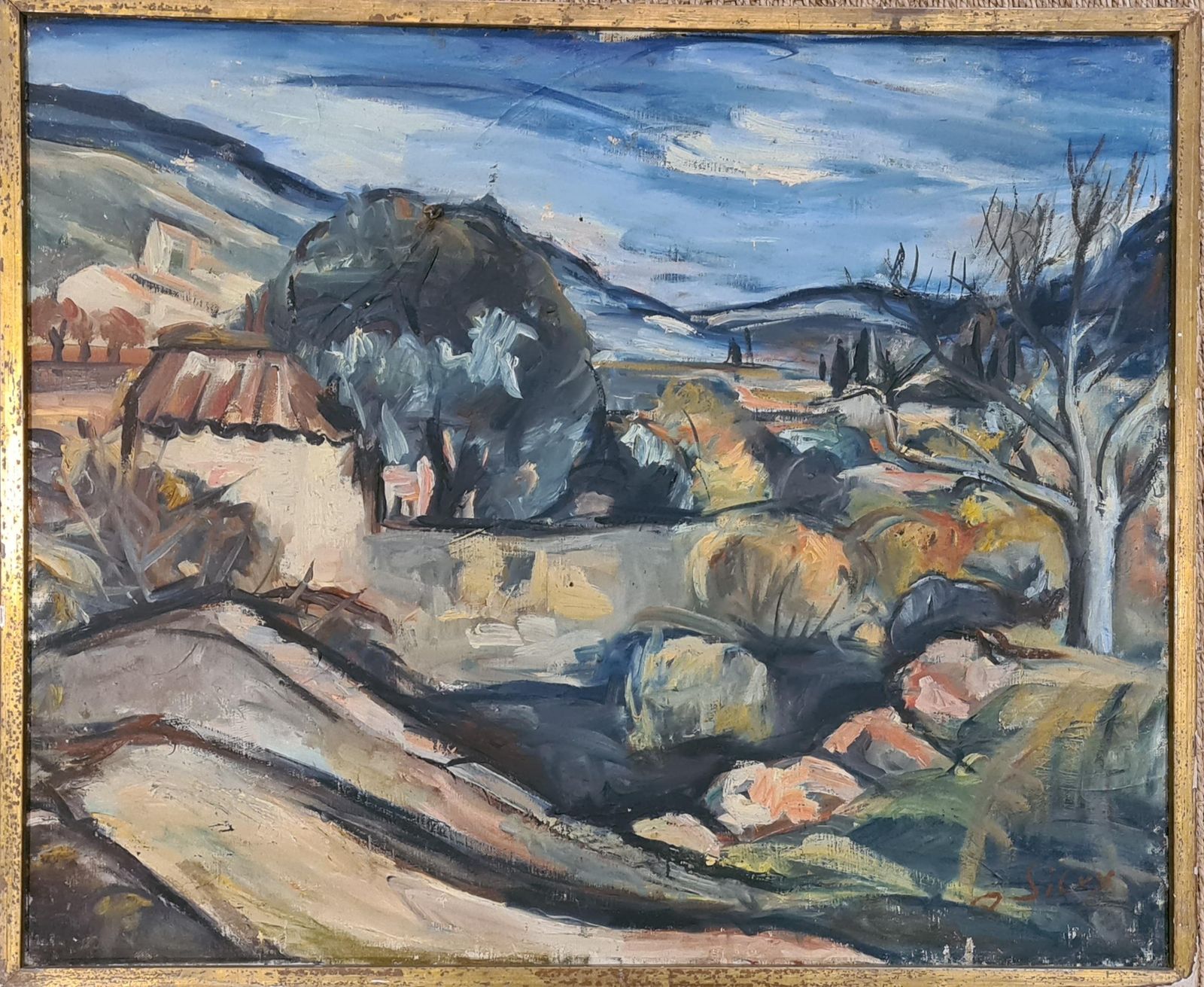Olympe Silvymid Century Expressionist Rural Landscape, The Bastide At Signes, Oil On Canvas1958