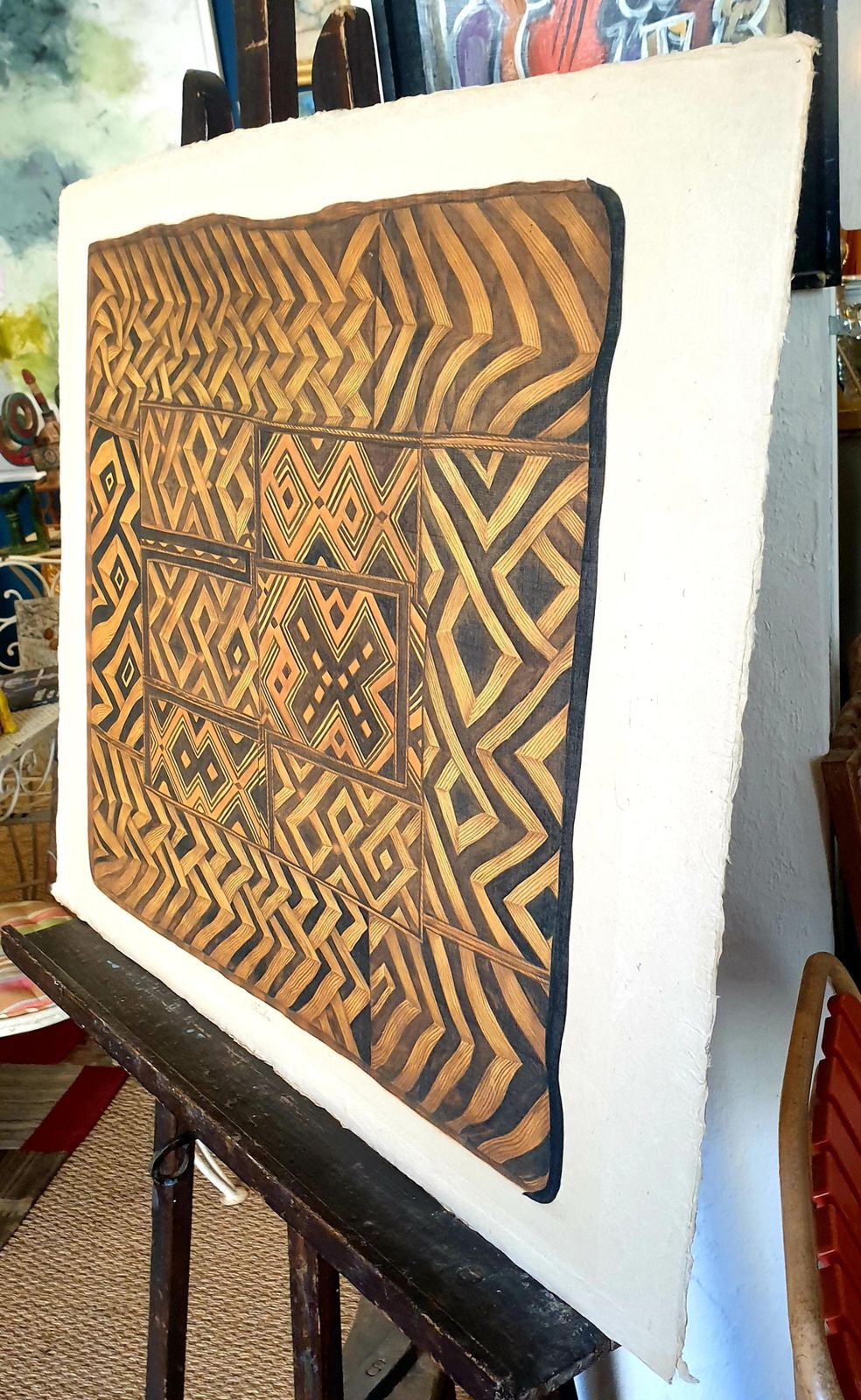 photo buy La Roche Laffitte Painting Of An Antique Caucasian 'Kuba' Tribal Item, Watercolour On Silk