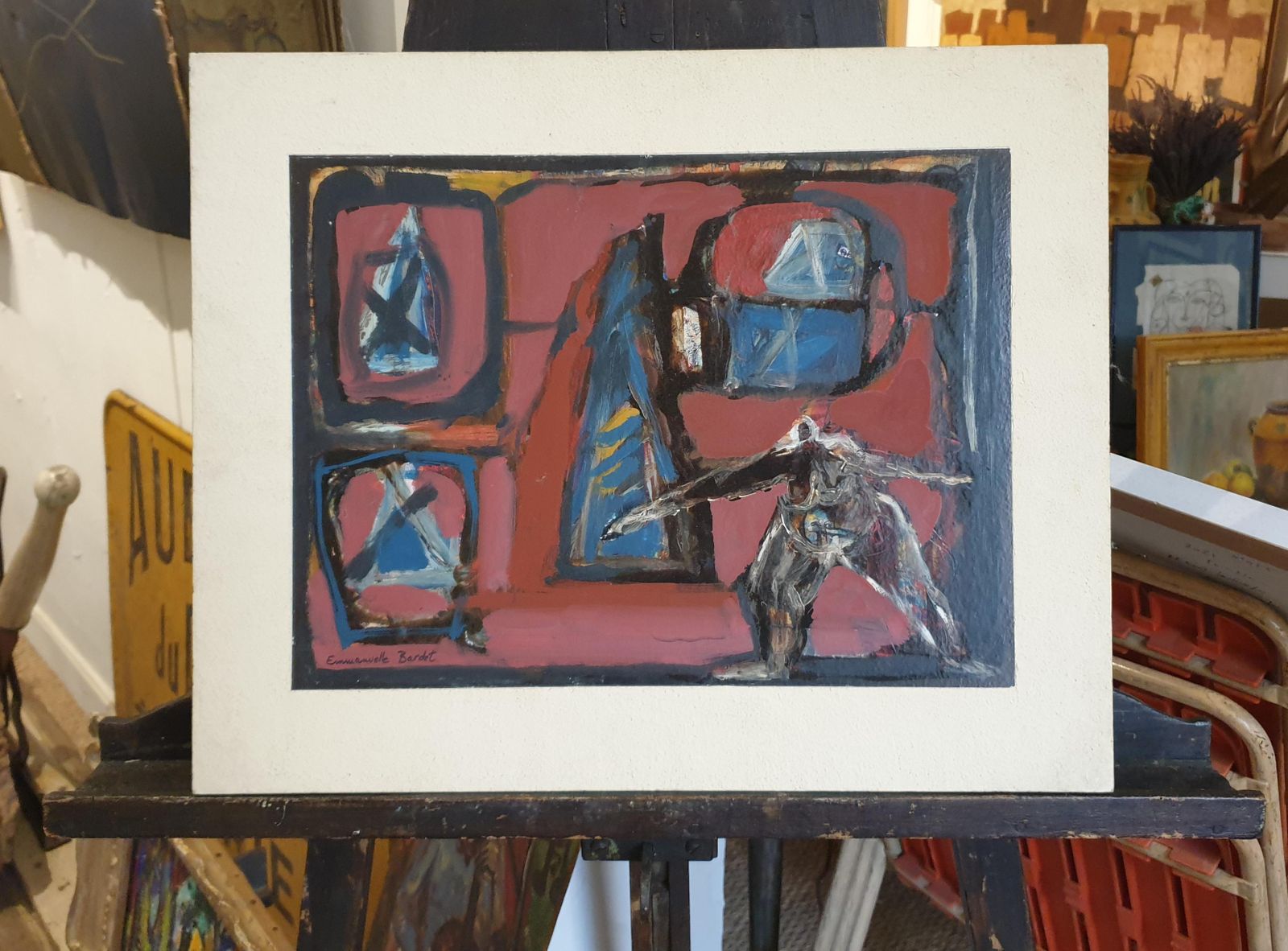 Emmanuelle Bardet"Redoutable" (Formidable) Colourful French Abstract Expressionist Oil On Board.1995 photo buy