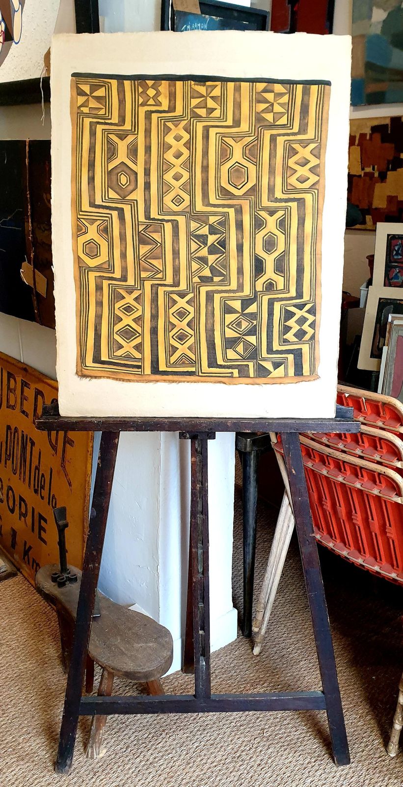 photo buy La Roche Laffitte, Painting Of An Antique Caucasian 'Kuba' Tribal Item, Watercolour On Silk