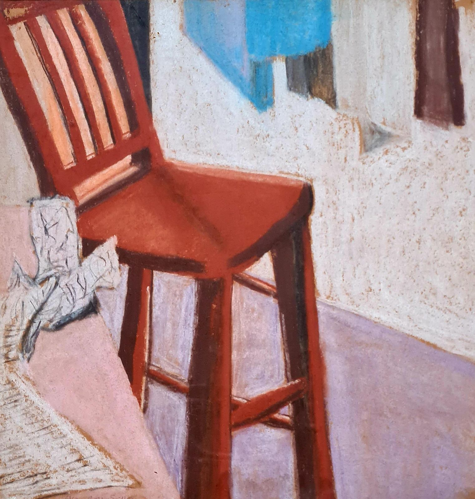 Eileen Gore Sellonthe Red Chair, Pop Art, Circle Of David Hockney. Oil Pastel.1974