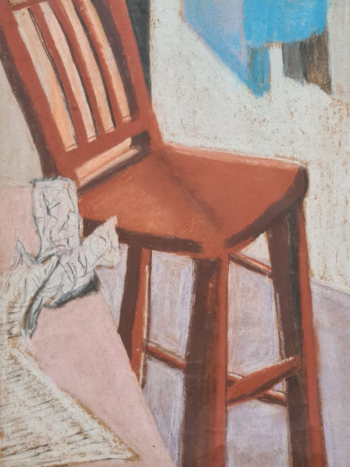 Eileen Gore Sellonthe Red Chair, Pop Art, Circle Of David Hockney. Oil Pastel.1974 photo Art