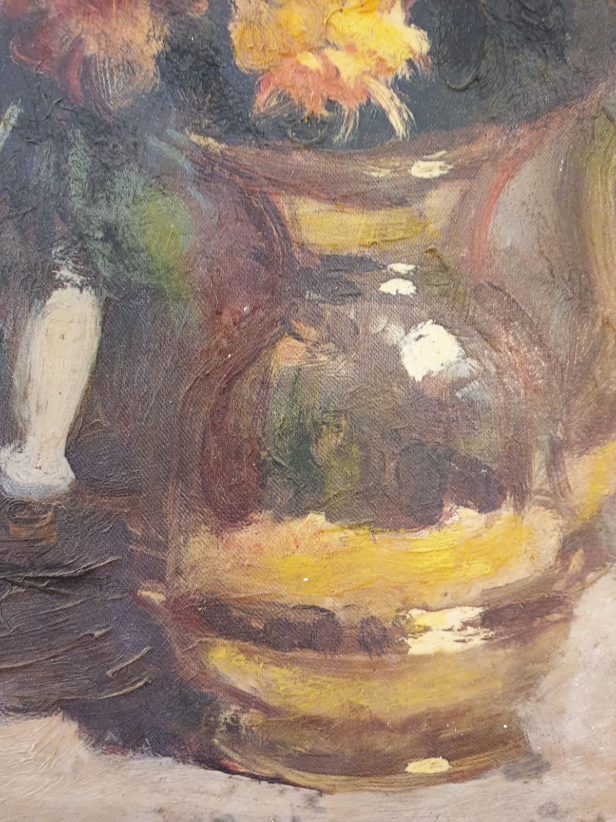 Rudolph Colaomid Century Still Life Oil On Canvas Of Chrysanthemums In Copper Vase.1960s photo Art