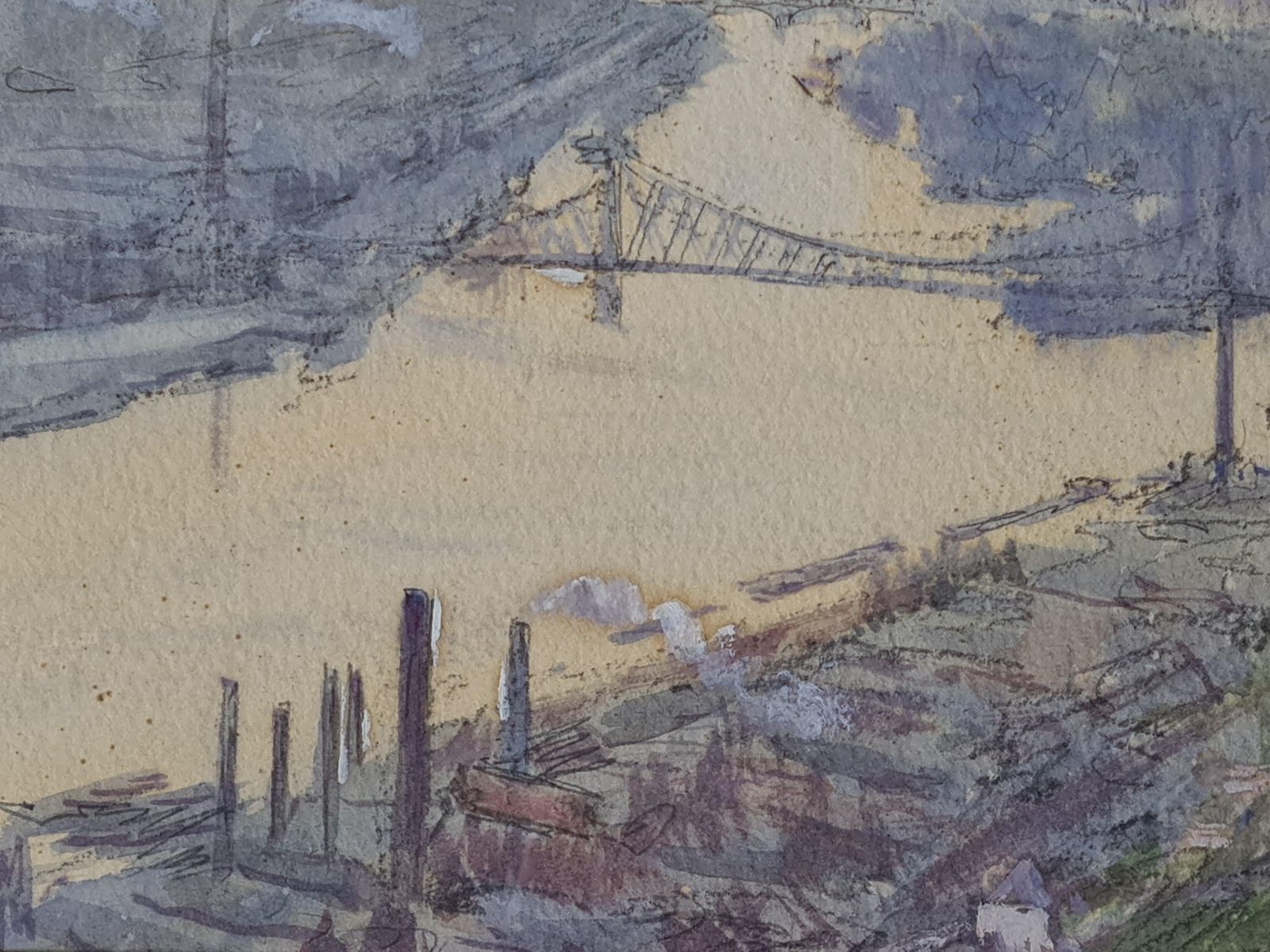 Georges Planespair Of French Impressionist Paintings, The City Of Rouen And The River Barges1930s photo vinterior