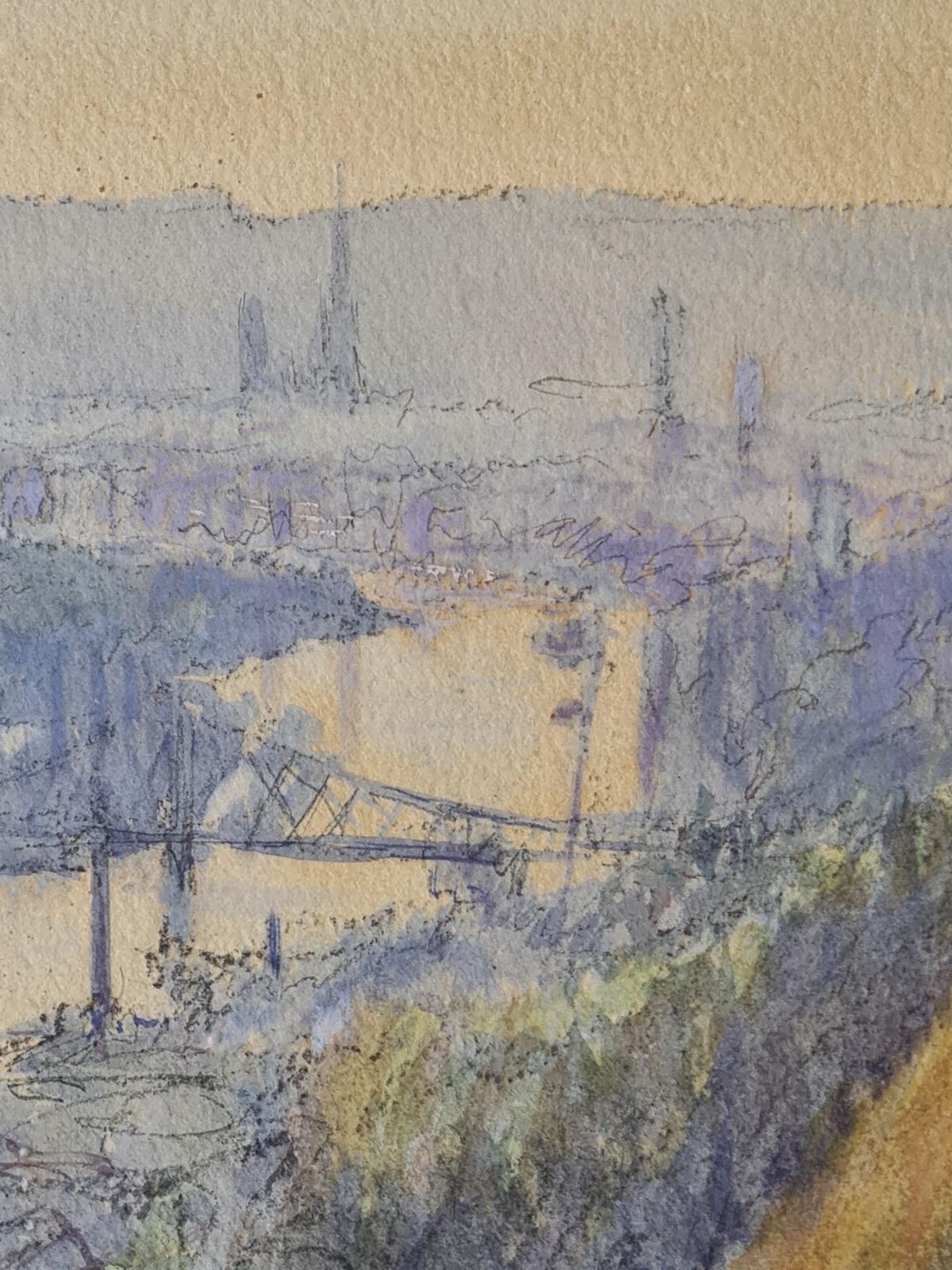 photo furniture Georges Planespair Of French Impressionist Paintings, The City Of Rouen And The River Barges1930s