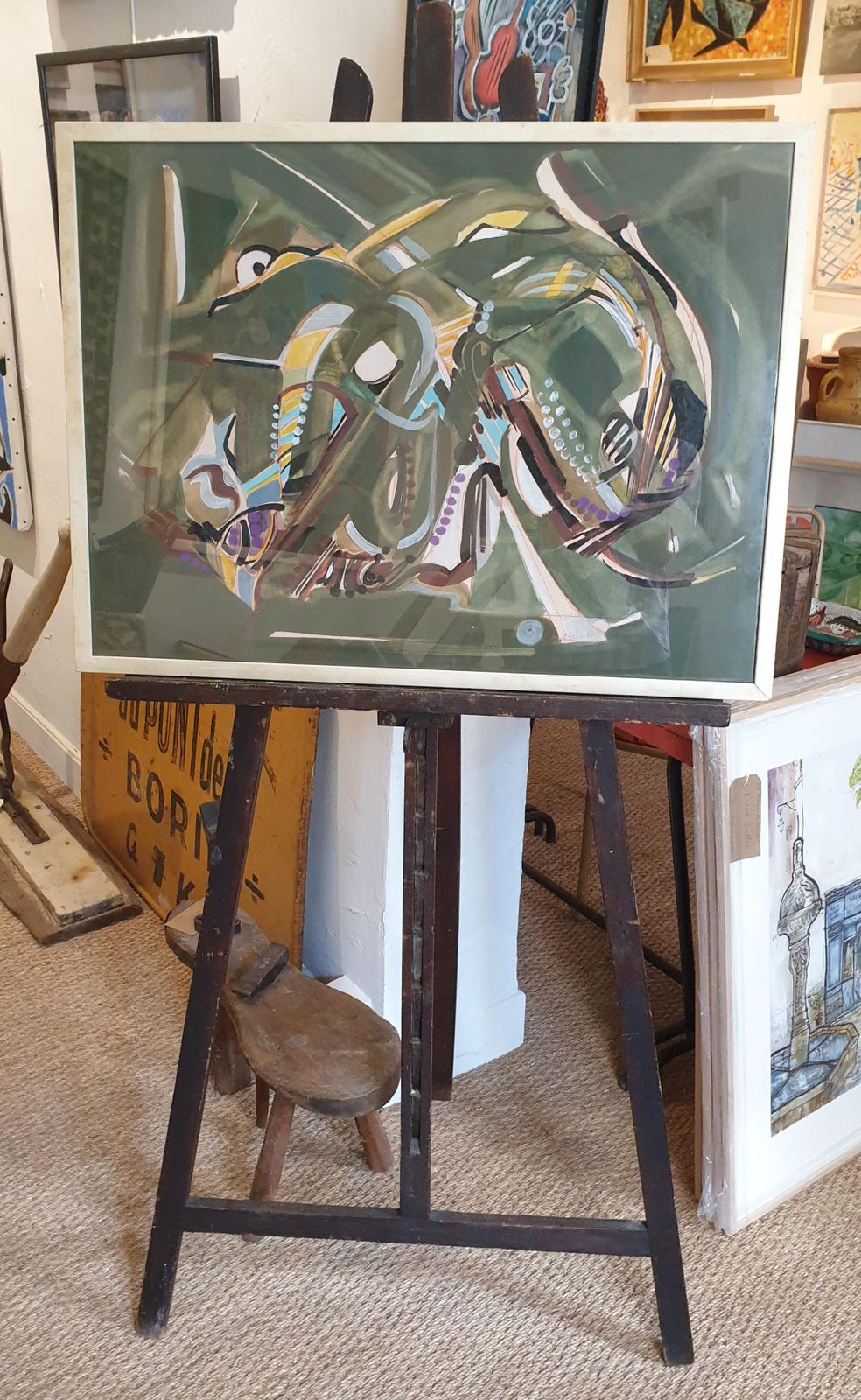 photo for sale Michel Loiseaulate 20th Century Abstract Expressionist Gouache On Paper.1990s