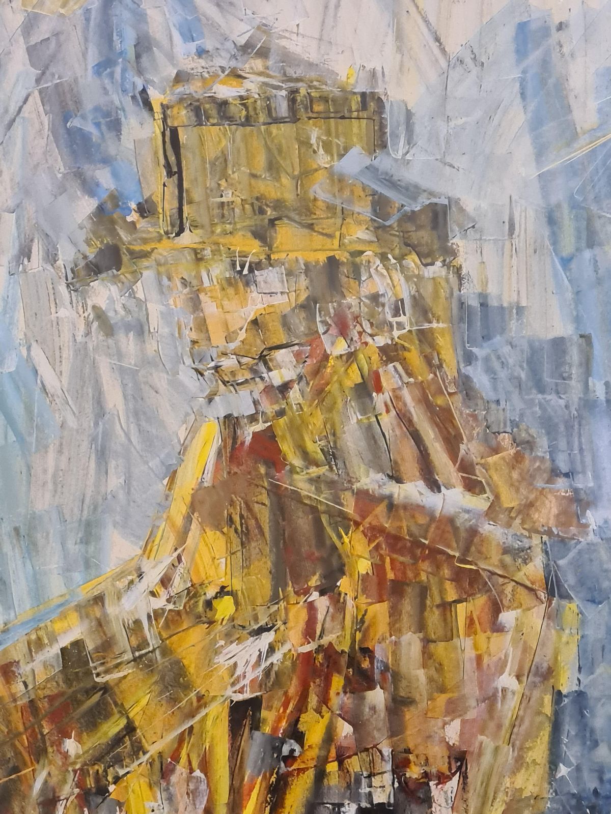Alain Caucat1970s Expressionist Acrylic. 'Seated Figure'.1974 photo for sale