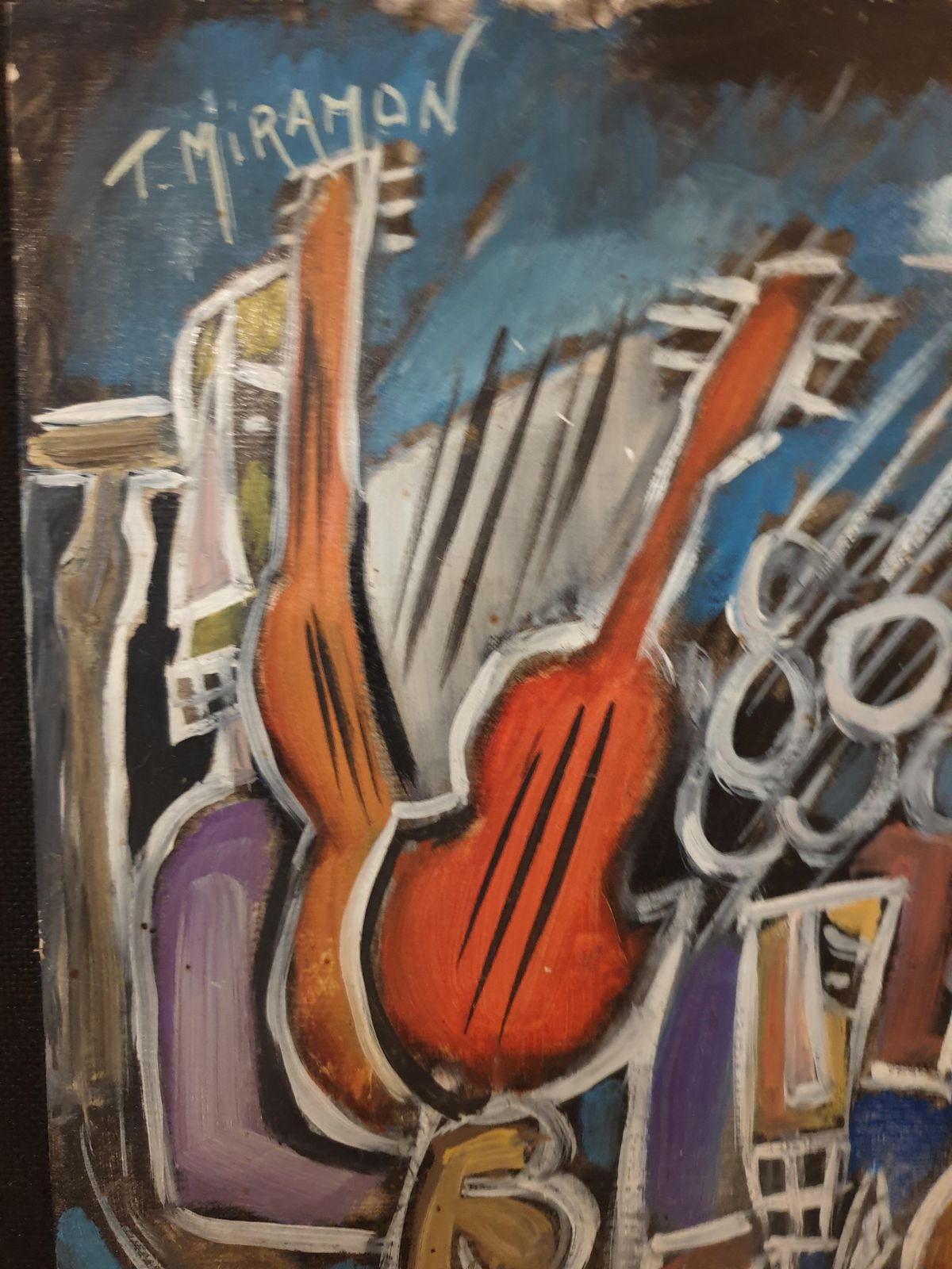 Thierry Miramonlate 20th Century French Abstract Expressionist Acrylic On Board. 'Jazz Night'.1990s photo for sale