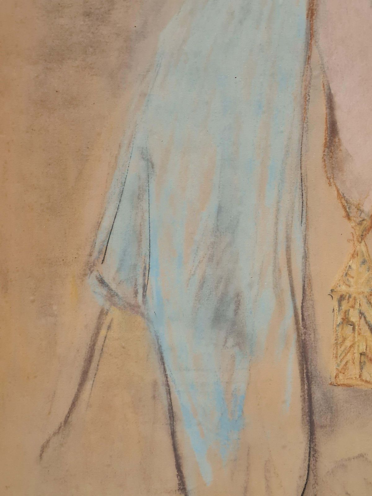 Louis Jean Beaupuyfrench Art Deco Society Portrait, Beauty In A Hat. Pastel And Crayon.1936 photo vinterior