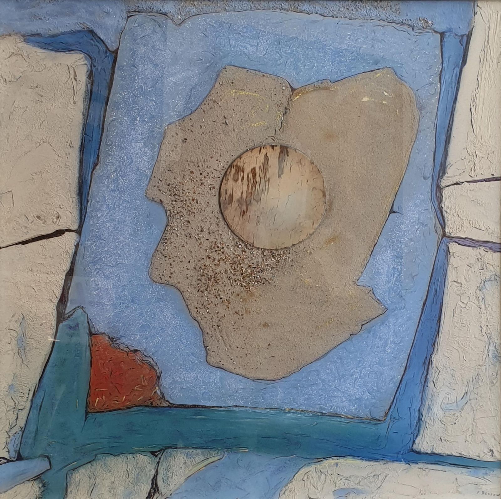 Francis Bessoncontemporary Belgian Mixed Media Abstract In Blue.2018