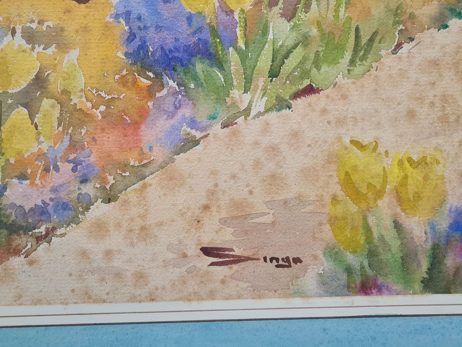 photo buy Songapair Of Impressionist Mediterranean Garden Views. Gouache & Watercolor On Paper