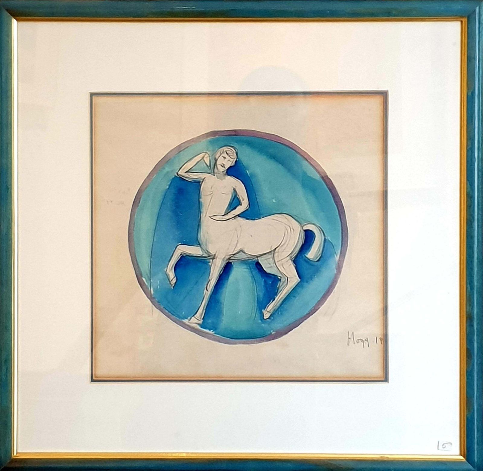 Paul Hoggart Nouveau Watercolour On Paper. Classical Centaur. Classical Figure.1918 photo furniture