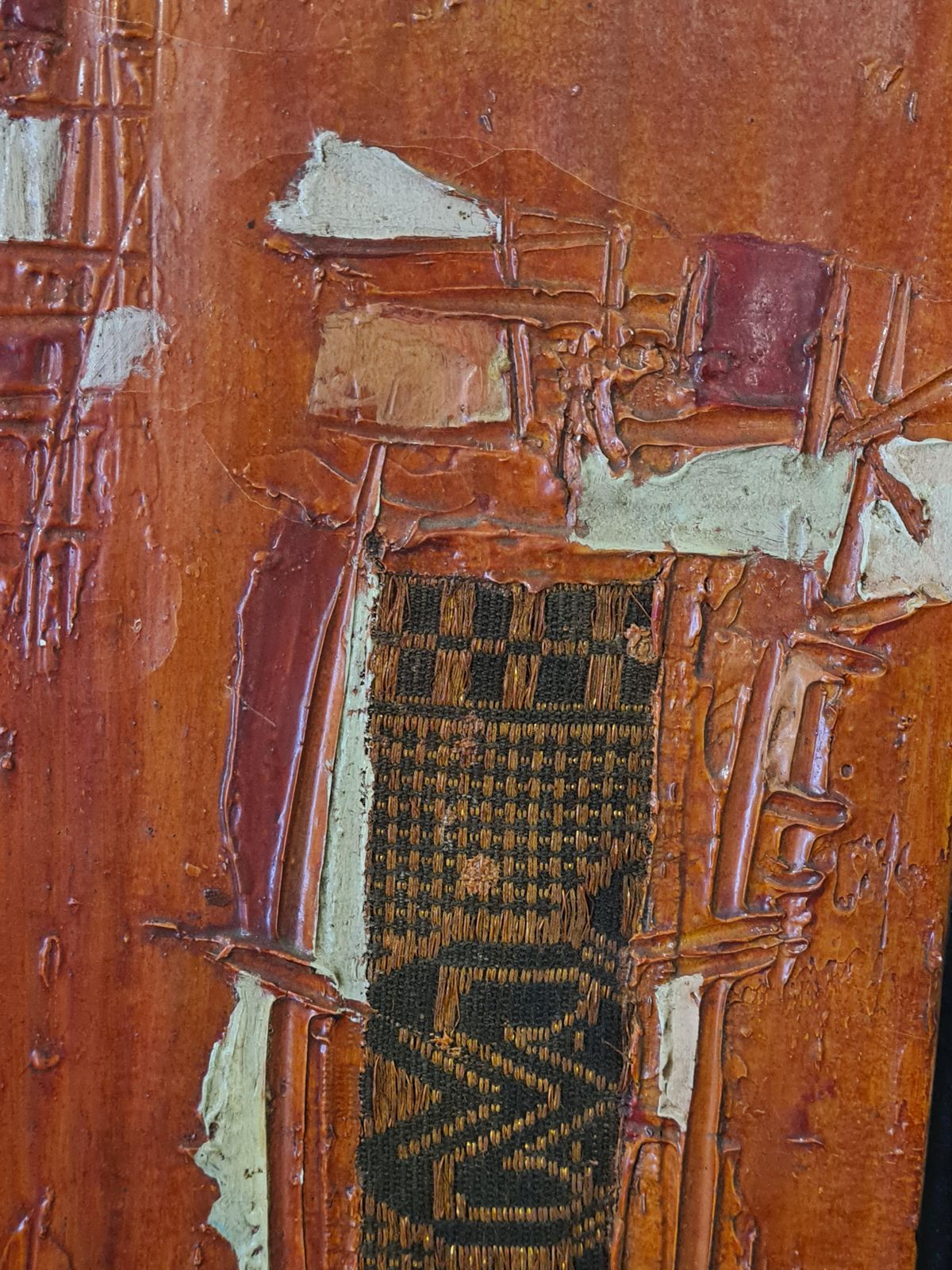 Art Bara Ndawfour Panel Mixed Media Abstract Montage, African, Senegalese Outsider Art.2007 photo