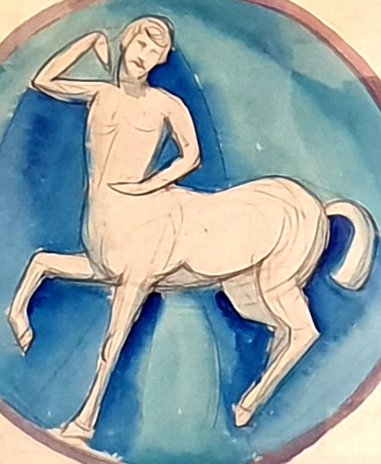 Paul Hoggart Nouveau Watercolour On Paper. Classical Centaur. Classical Figure.1918 photo 1020.0