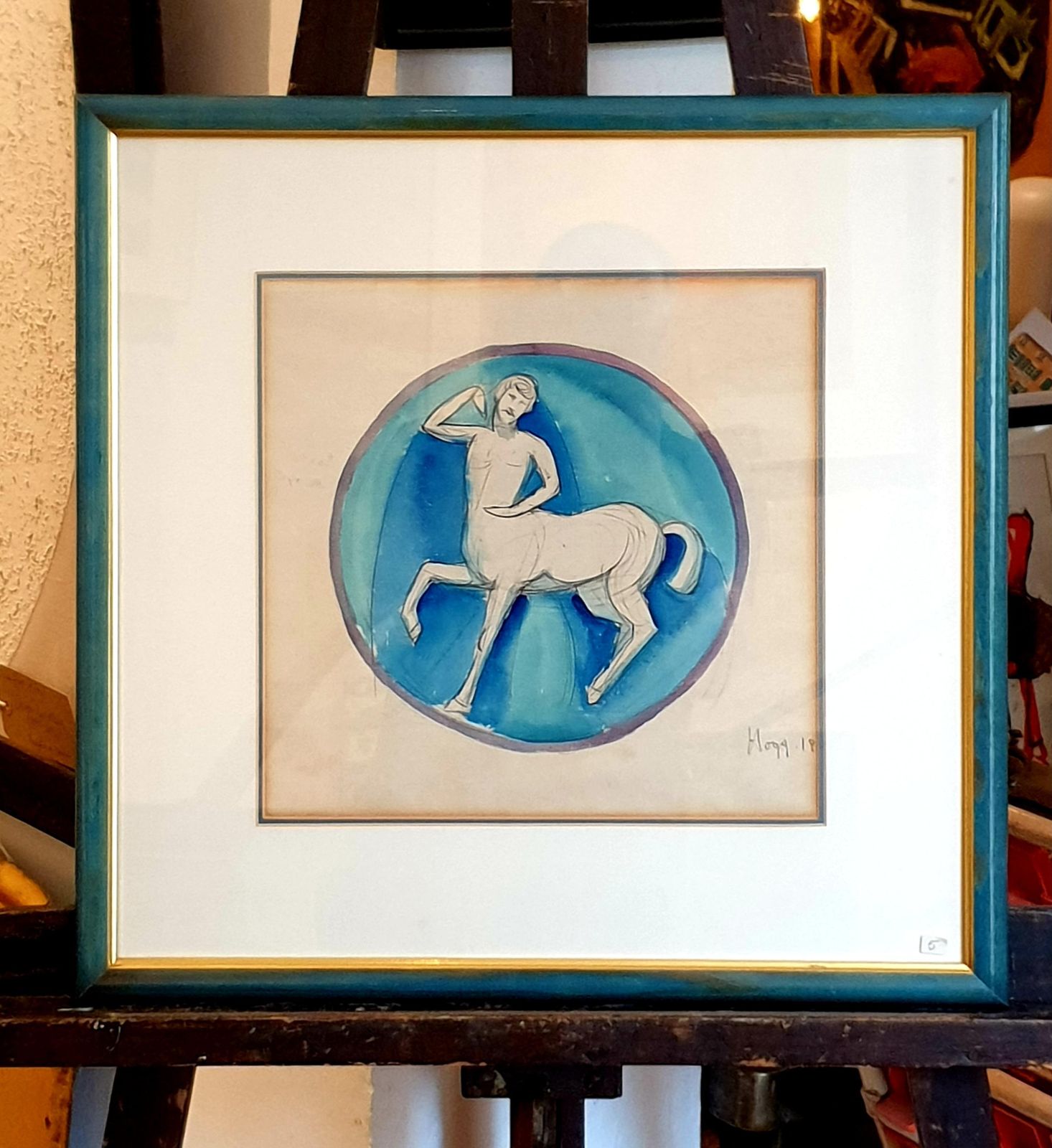 Art Paul Hoggart Nouveau Watercolour On Paper. Classical Centaur. Classical Figure.1918 photo