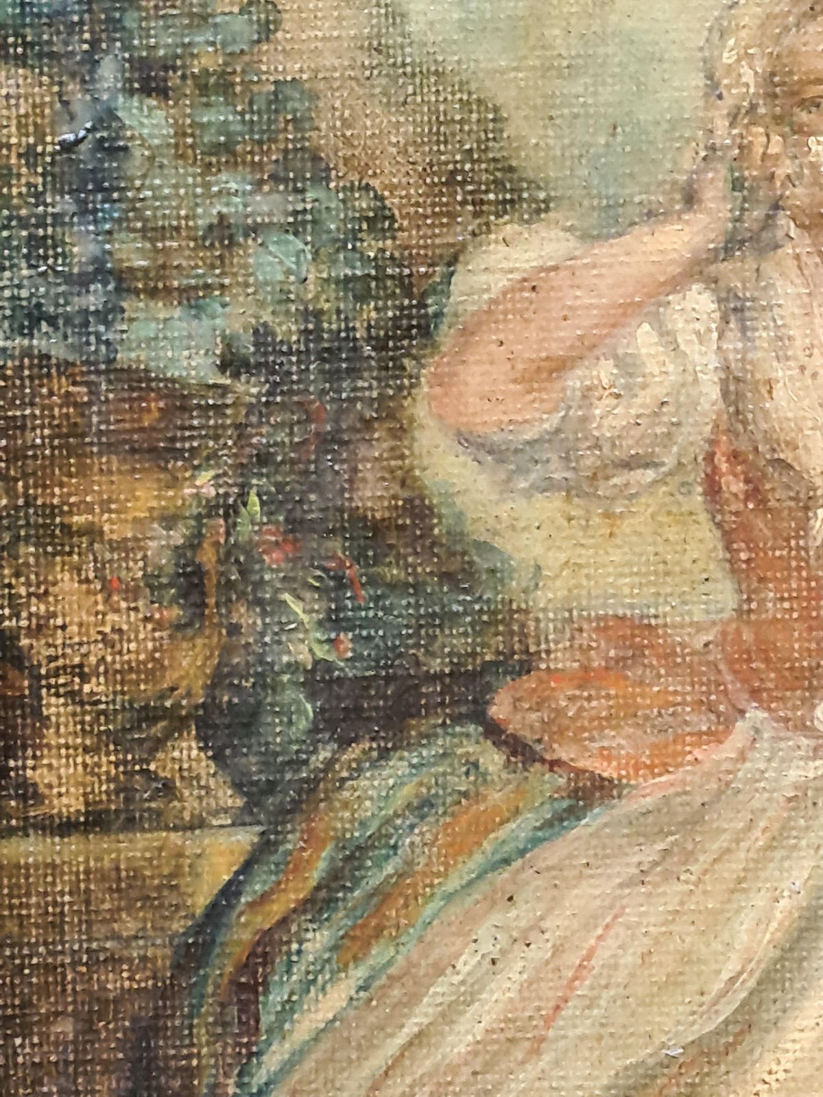 Allegory Of Love, Cupid With Beauty In Fine Dress Carrying A Basket Of Flowers photo Art
