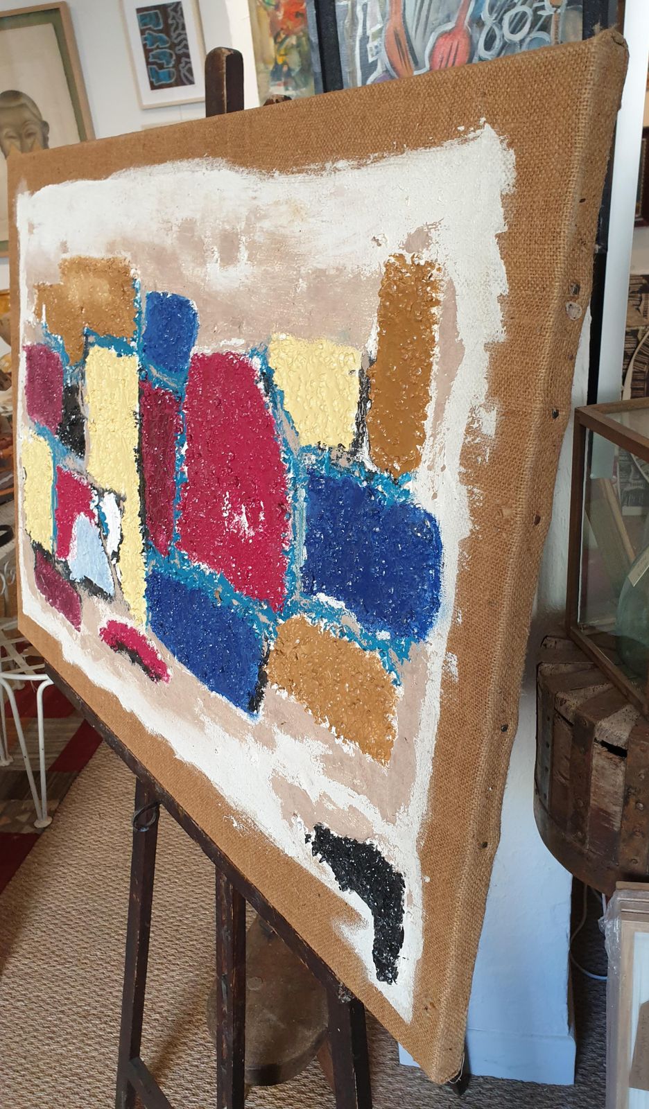 photo vinterior 'Style Moderne', Mid Century Abstract Geometric, Oil On Canvas.1960s