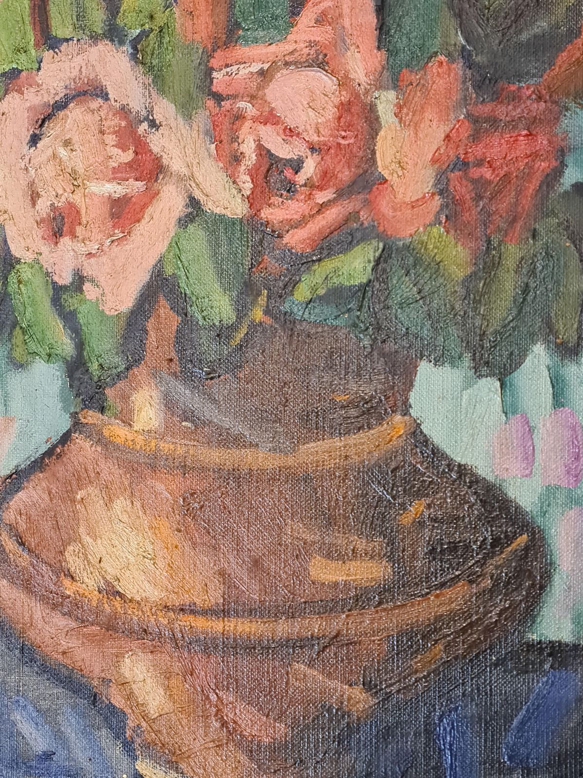 Henri Reboastill Life Of Roses In A Vase, Mid Century French Oil On Canvas.Circa 1950's photo 1361.0