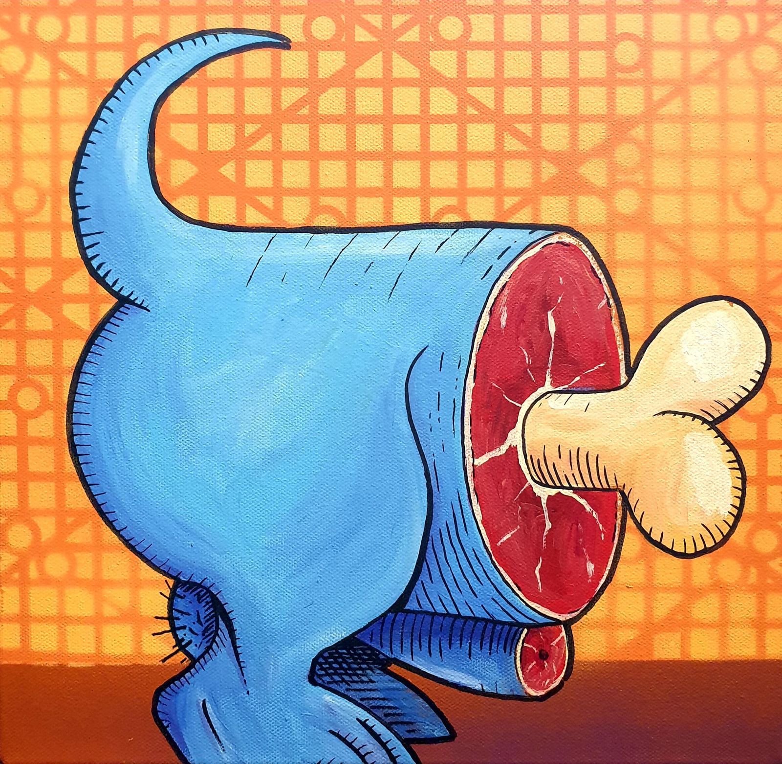 Harold Maka  Pop Art Contemporary Triptych Acrylic On Canvas. "Topy Le Chien De Lyon".2024 photo 1531.0