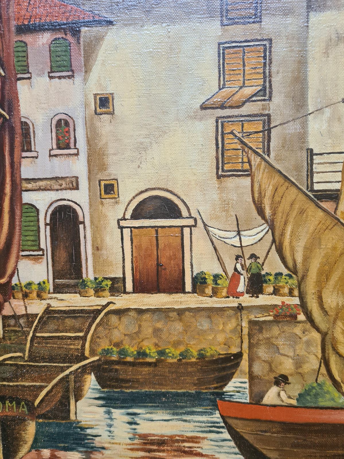 E Tiedemannmid 20th Century Mannerist Large Scale Oil On Canvas, Boats In The Port1940 photo buy