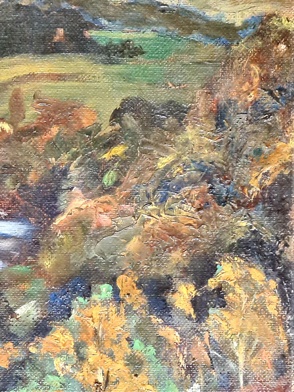 D. L. Murrayimpressionist Oil On Canvas, The Salmon Pool, Canonbie, Scotland photo vinterior