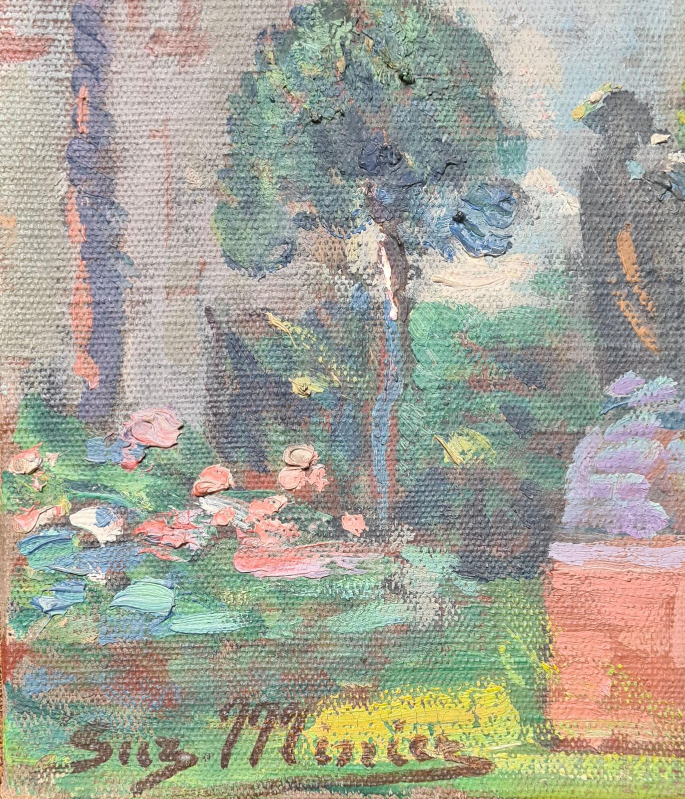 Suzanne Miniermoorish, Belle Epoque, Villa And Garden At St Tropez French Oil On Canvas.1930s photo for sale