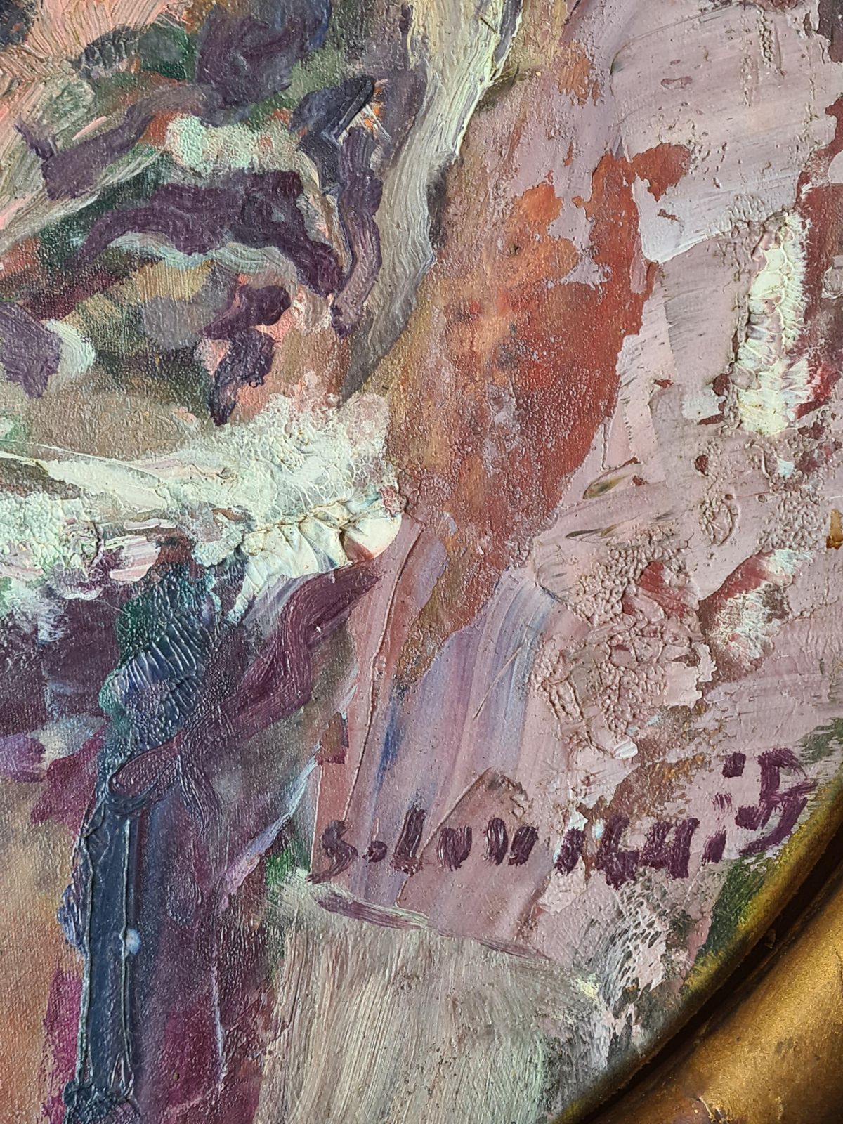 Stephane Lovighi Bourgognefrench Expressionist Self Portrait. Oil On Canvas.1995 photo for sale