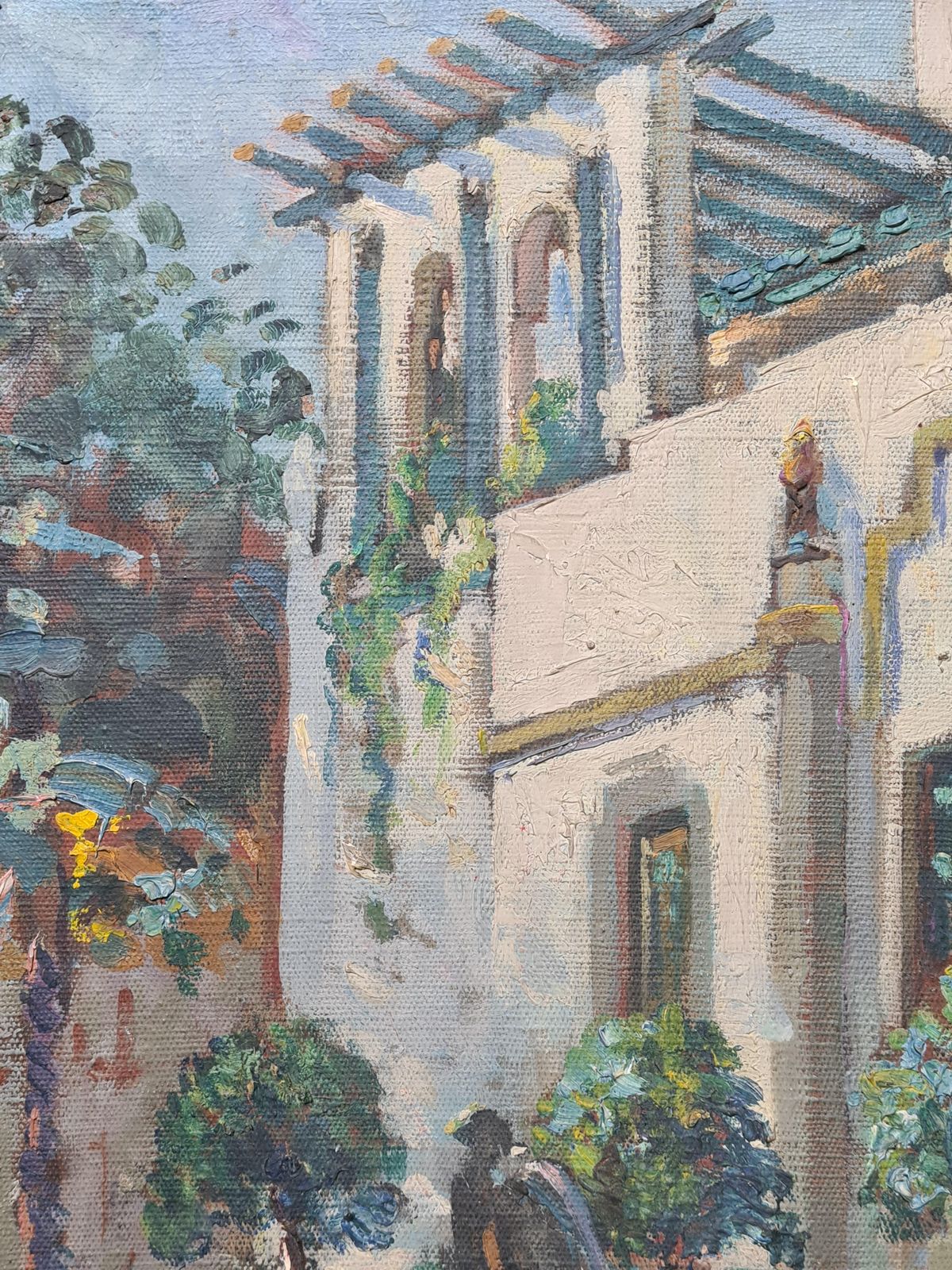 Suzanne Miniermoorish, Belle Epoque, Villa And Garden At St Tropez French Oil On Canvas.1930s photo 2424.0