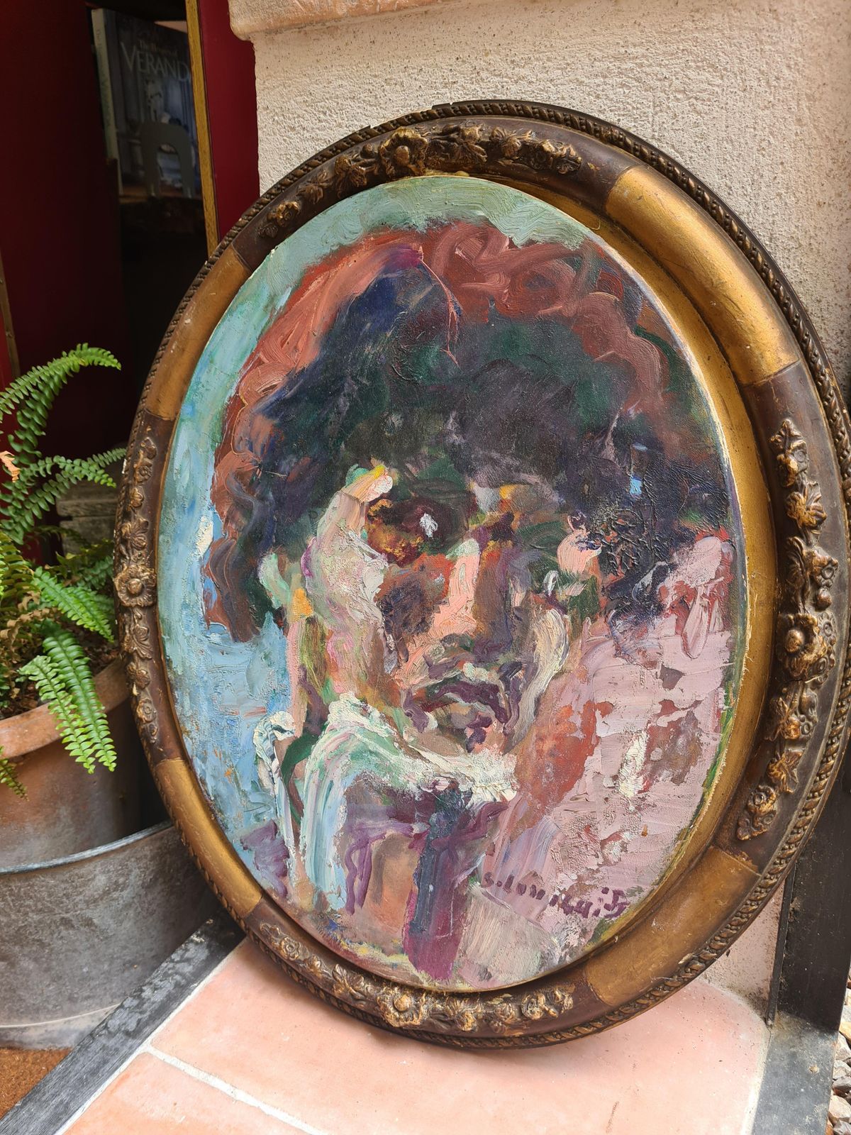 photo buy Stephane Lovighi Bourgognefrench Expressionist Self Portrait. Oil On Canvas.1995