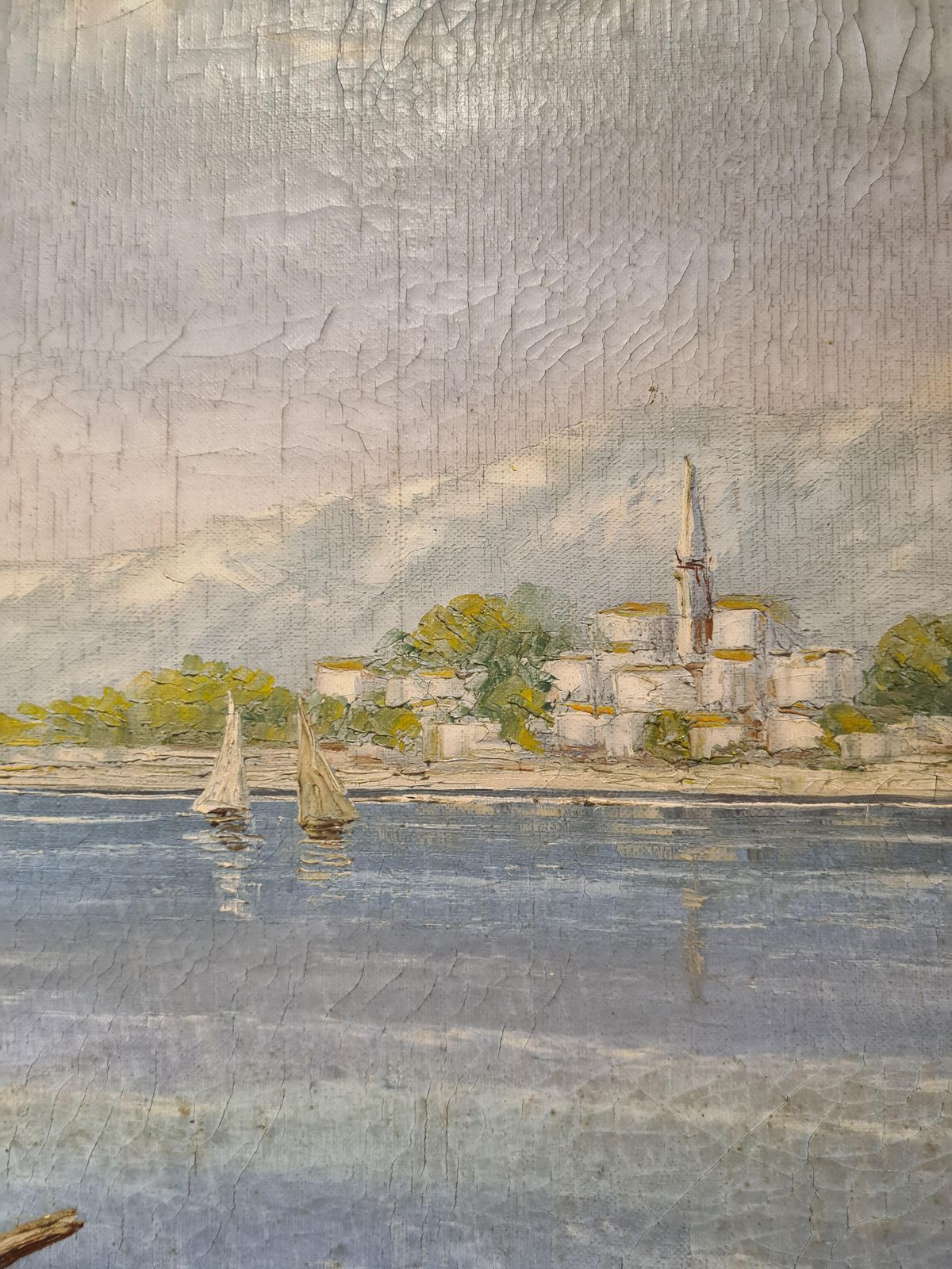 Sailing Boats At Sea, A Very Large And Imposing Marine Capriccio, Oil On Canvas1941 photo vinterior