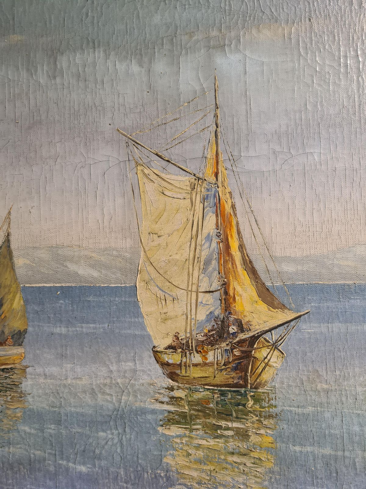 Sailing Boats At Sea, A Very Large And Imposing Marine Capriccio, Oil On Canvas1941 photo buy