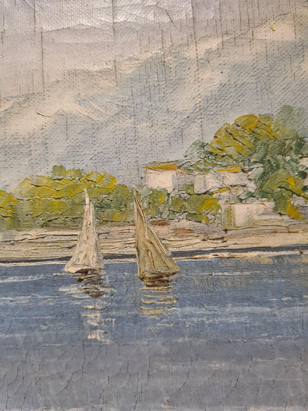 Art Sailing Boats At Sea, A Very Large And Imposing Marine Capriccio, Oil On Canvas1941 photo