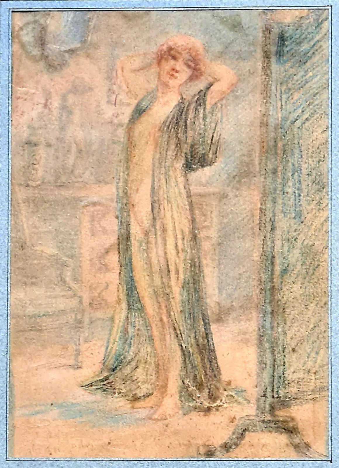 Art Edmond Aman Jeansymbolist Portrait Of A Woman In An Interior, 'Before The Mirror'1900s photo