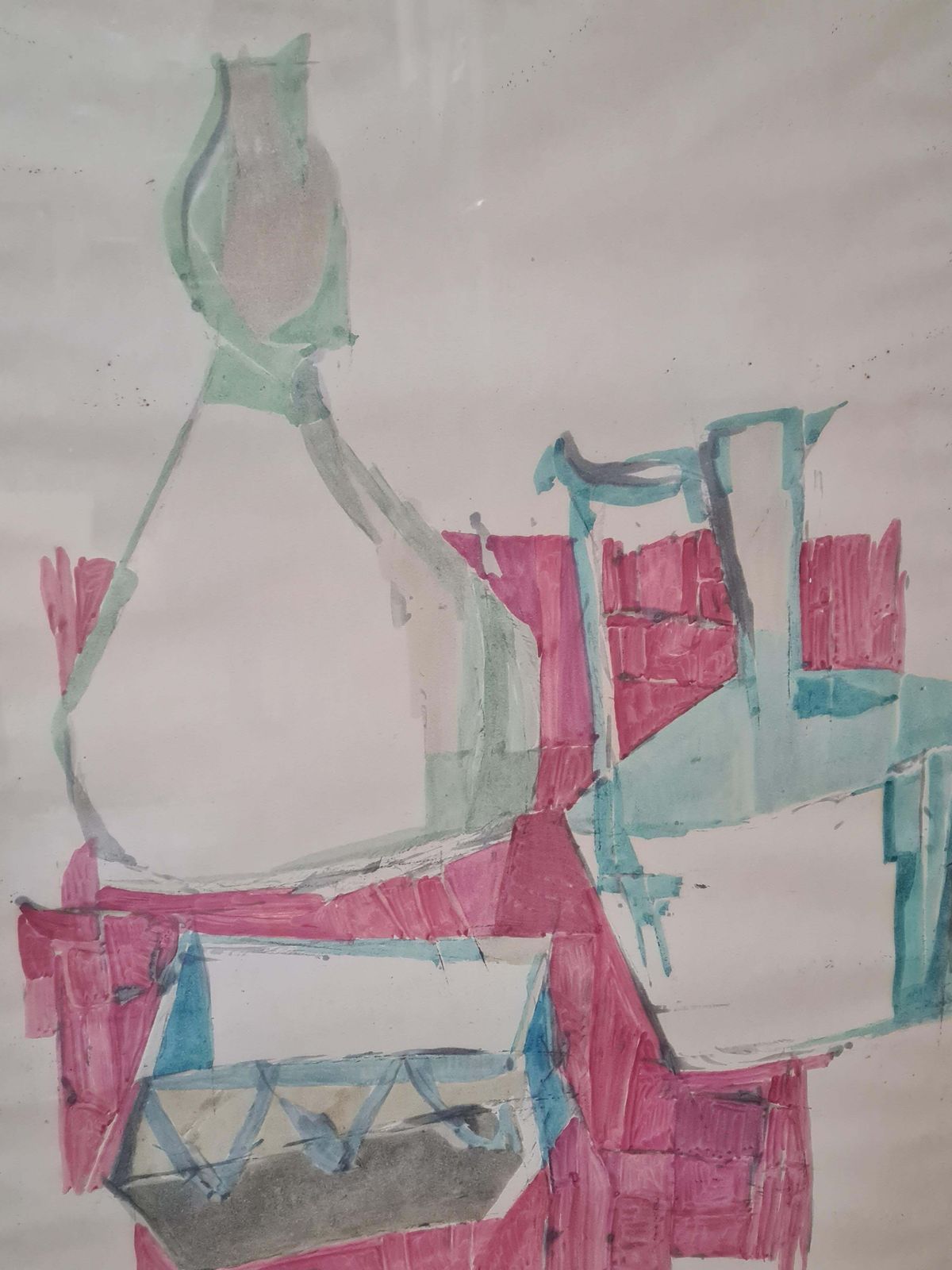 Mid Century Italian Tablescape With Red Cloth, 1956, Circle Of Giorgio Morandi1956 photo furniture