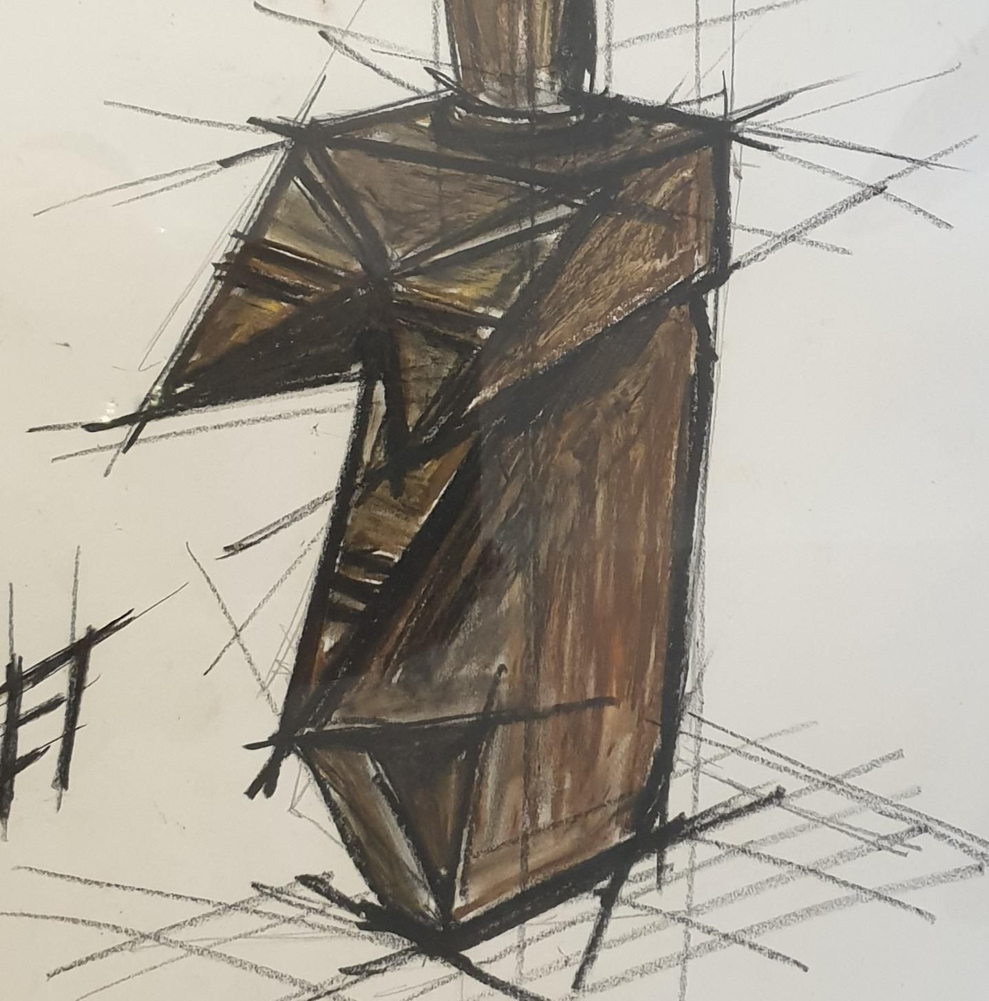 Unknownmermet. Mid Century Design For A Sculpture. Acrylic And Crayon On Paper.1960s photo for sale