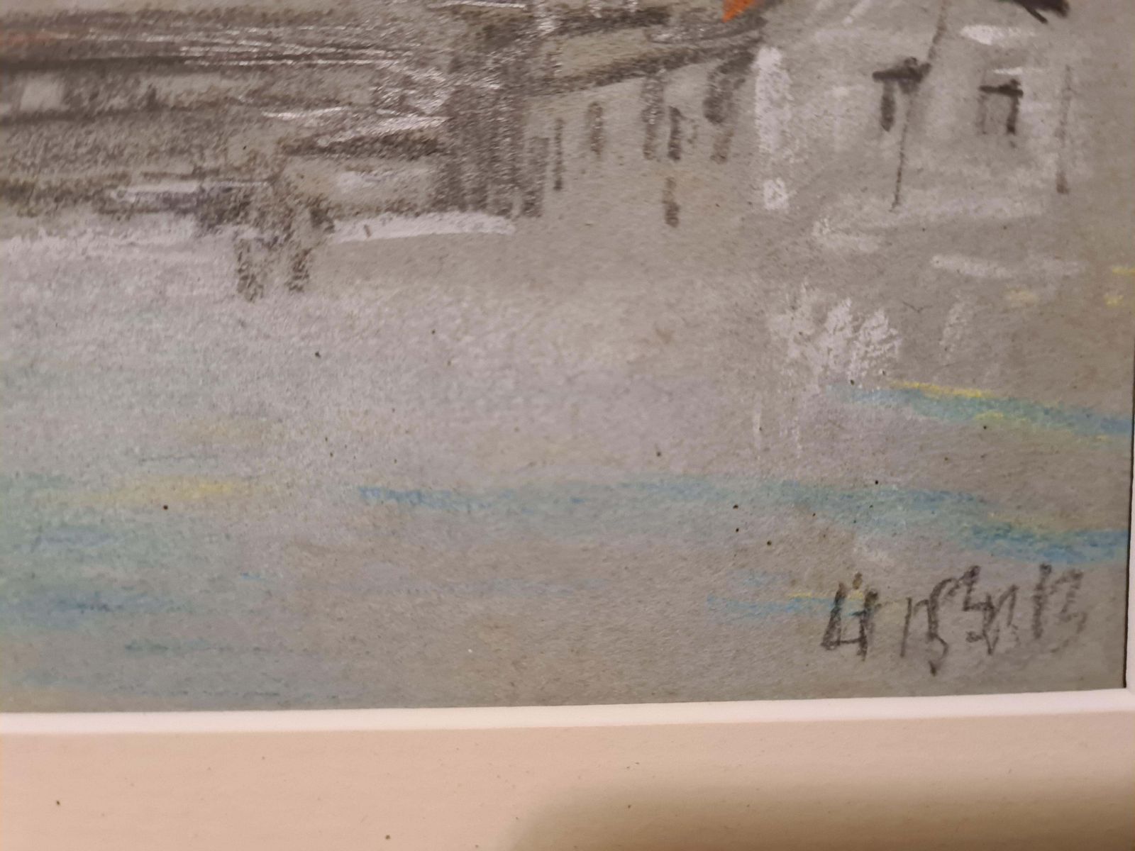 Hercules Brabazon Brabazon19th Century Pastel Of A River Scene, The Chapel Bridge, Lucerne, Switzerland.1860's photo vinterior